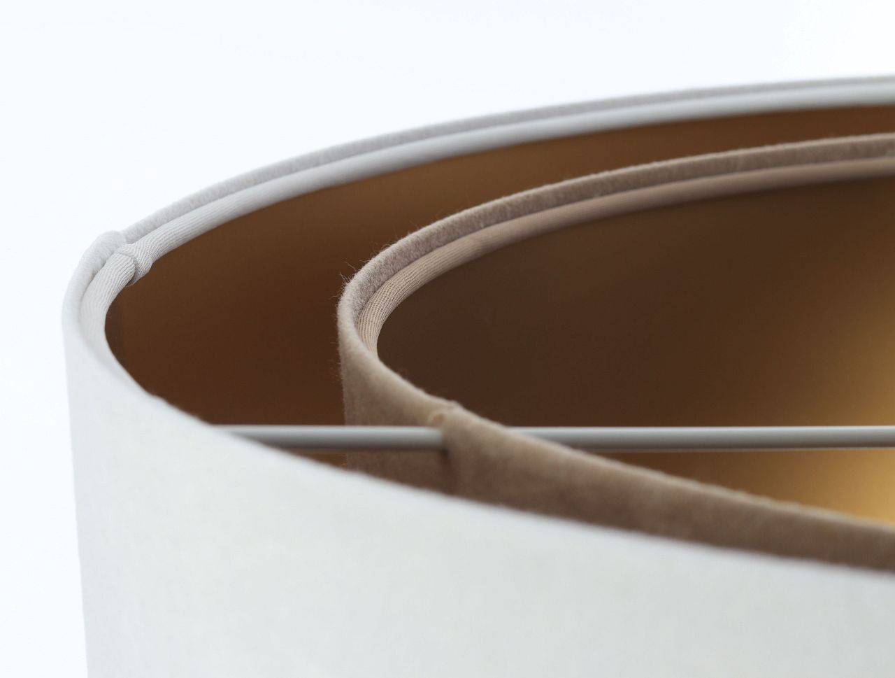 Hängeleuchte Stoff E27 rund Ø 50 cm in Weiß Beige Gold