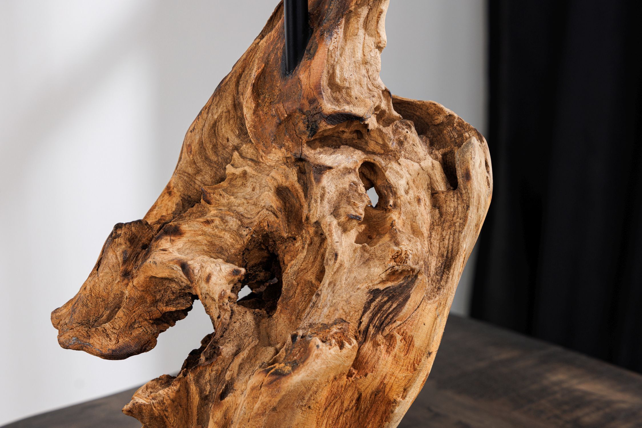 Moderne Tischleuchte blendarm Stoff Holz E27 58 cm groß