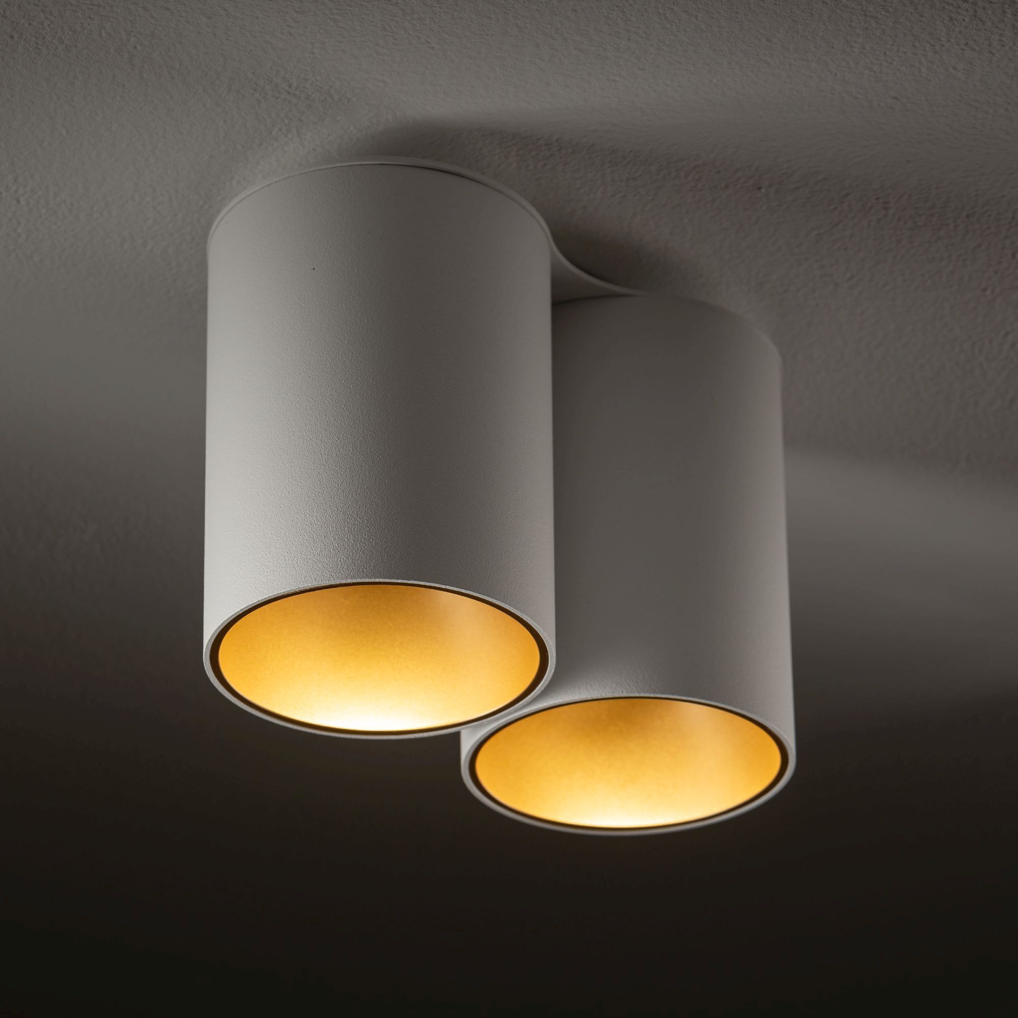 Deckenleuchte, Zweiflammig, Weiß, Metall, Coolweißes Licht