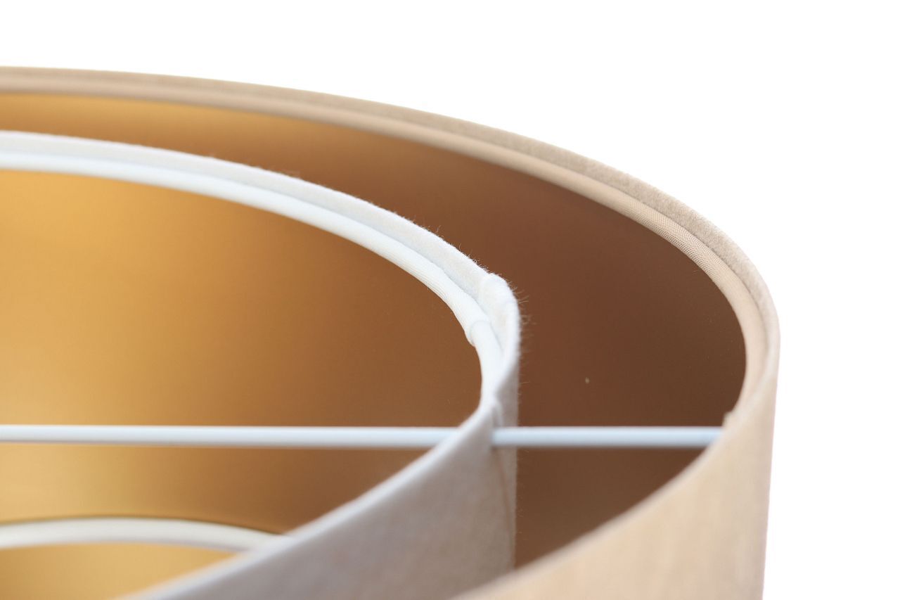 Hängelampe Stoff Beige Gold E27 rund D: 50 cm Velours Optik Lampe, Lampenschirm