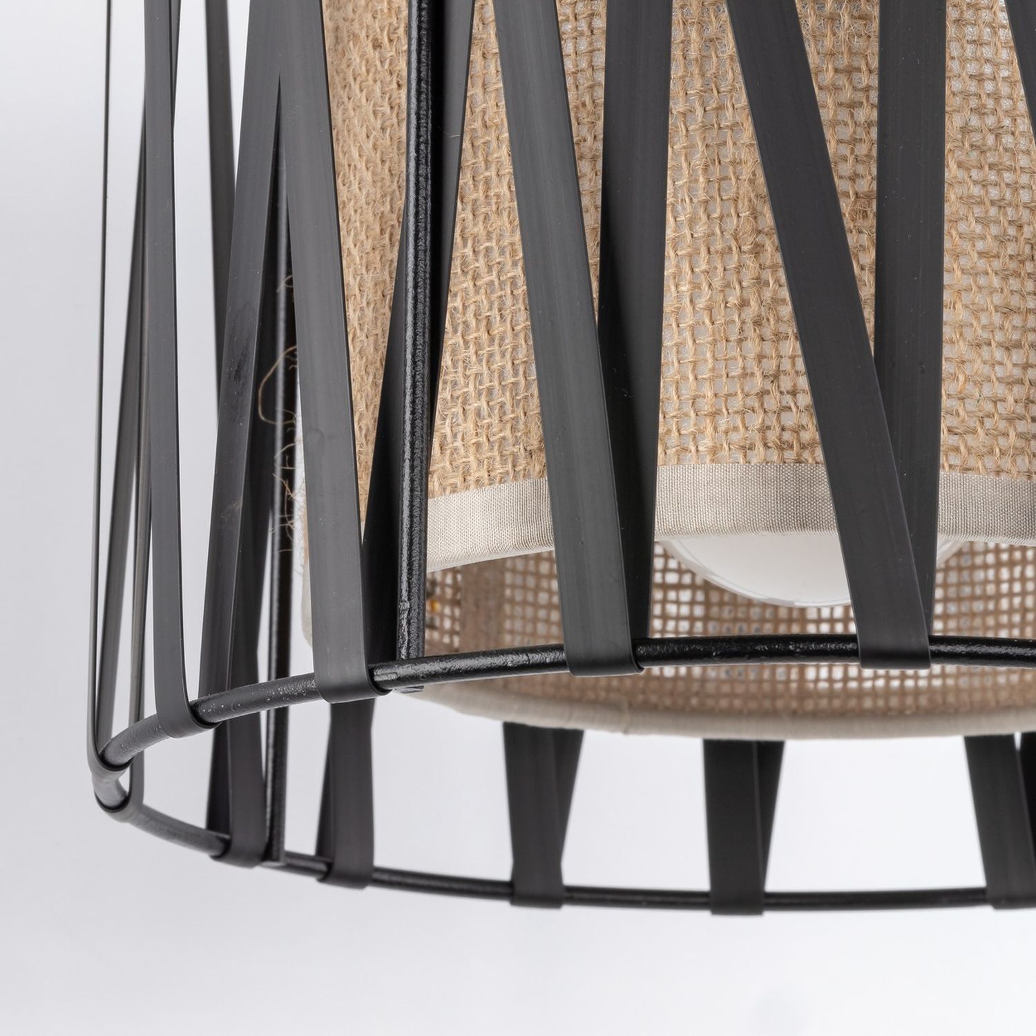 Wandlampe E27 Metall Jute H: 35 cm in Schwarz Braun MINA