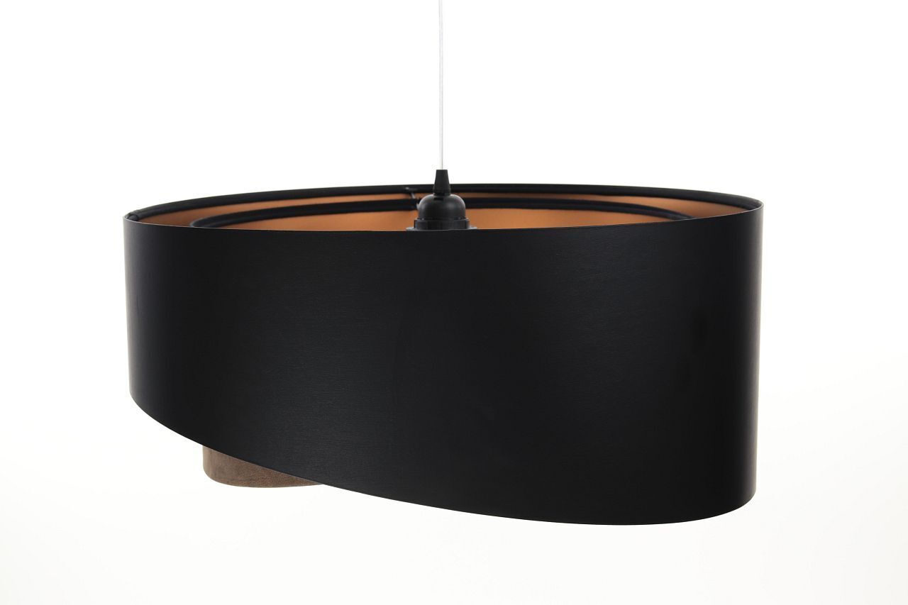 Hängelampe Schwarz Braun Gold E27 rund D: 50 cm Latex