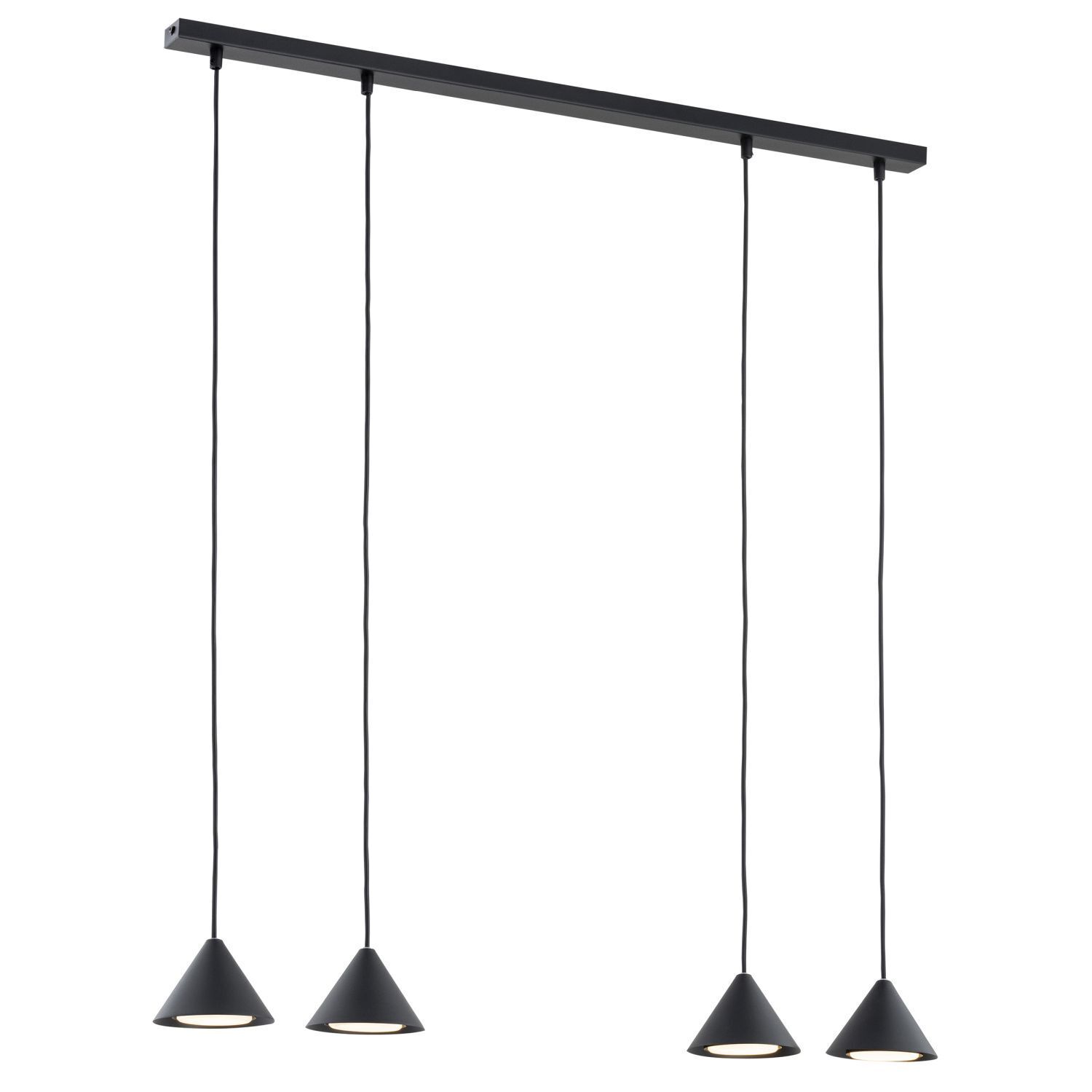 Hängelampe Metall B: 90 cm Schwarz GX53 4-flammig