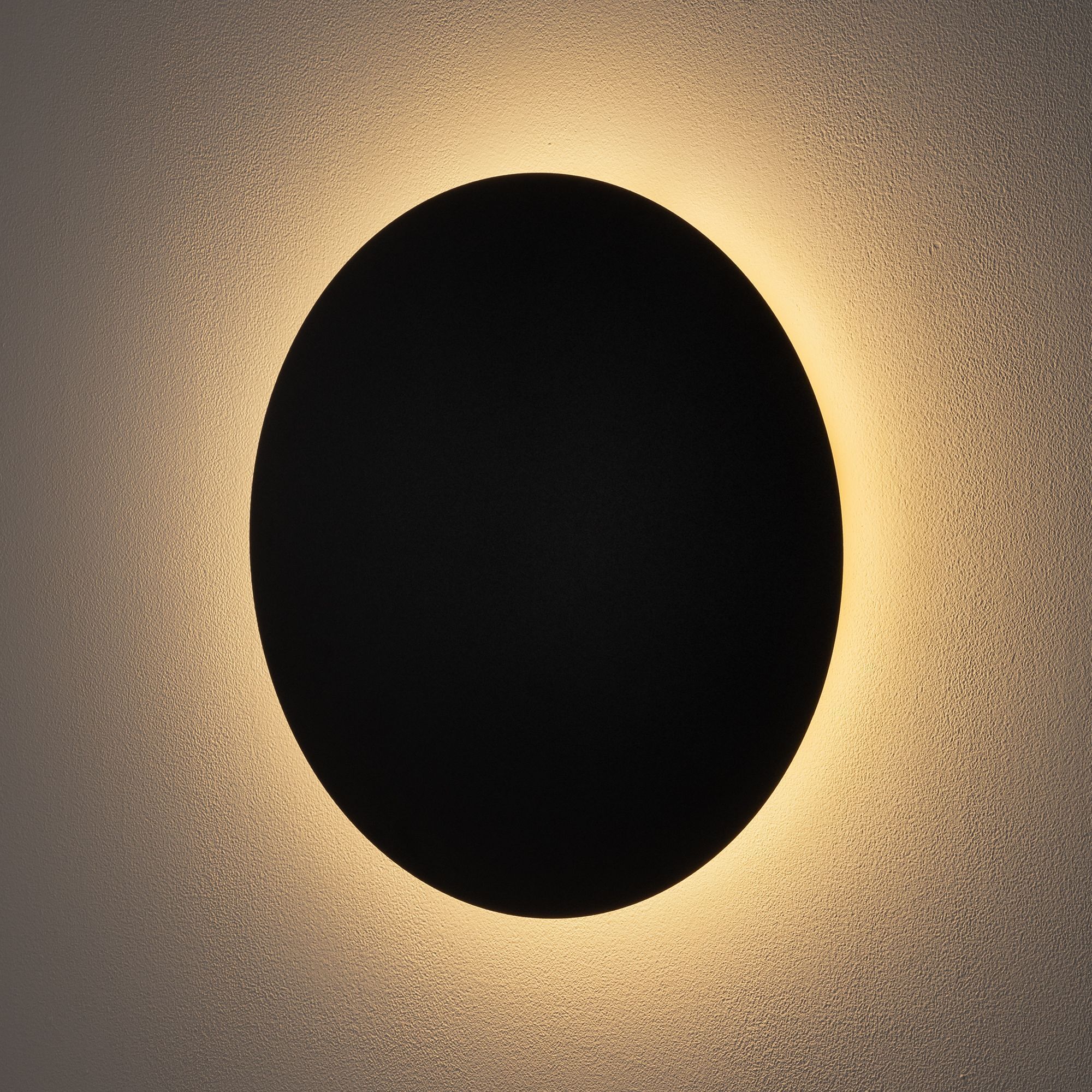 LED Wandleuchte Schwarz Metall flach 3000K 640lm Wandlampe, Rund, Wandapplikation, Lichtschein, Beleuchtung