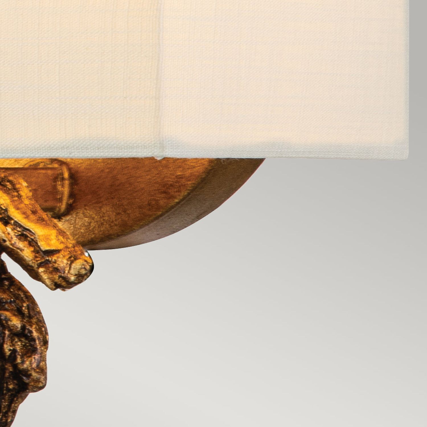 Wandlampe Stoffschirm H: 25,4 cm in Blattgold Weiß