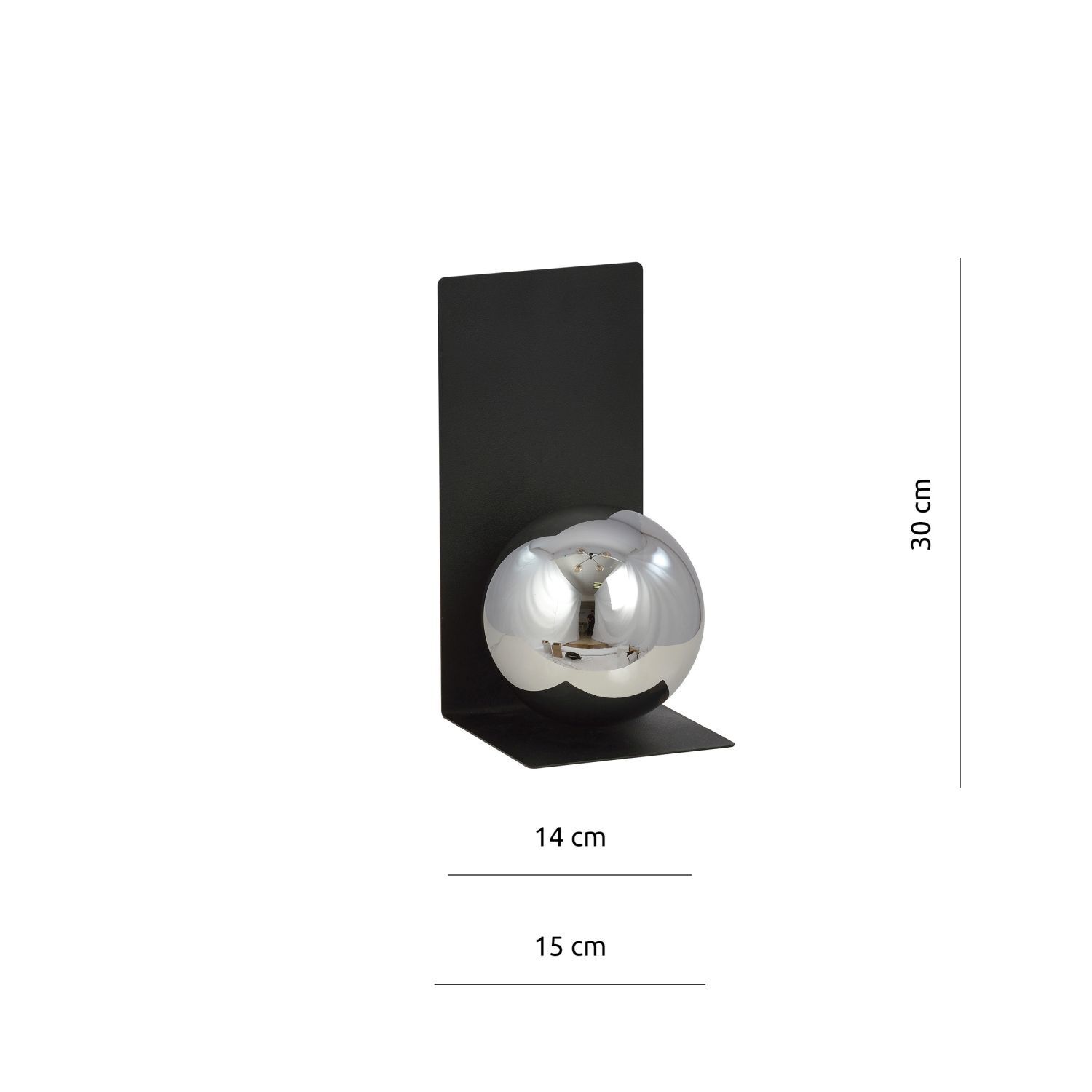 Wandlampe Kugelschirm Rauchglas Metall Schwarz Grau H: 30 cm