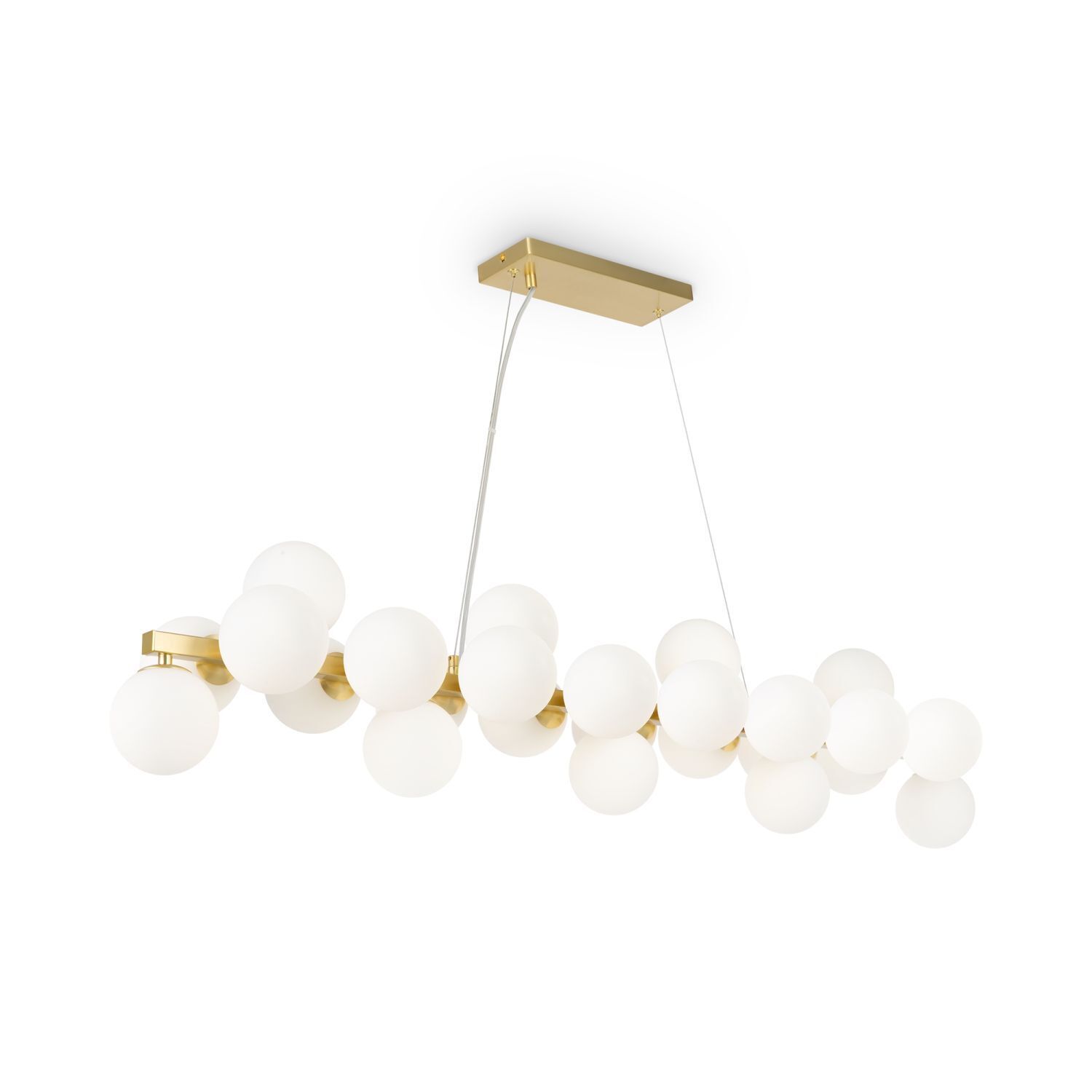 Hängeleuchte Metall Glas H: max. 133,9 cm in Gold Weiß