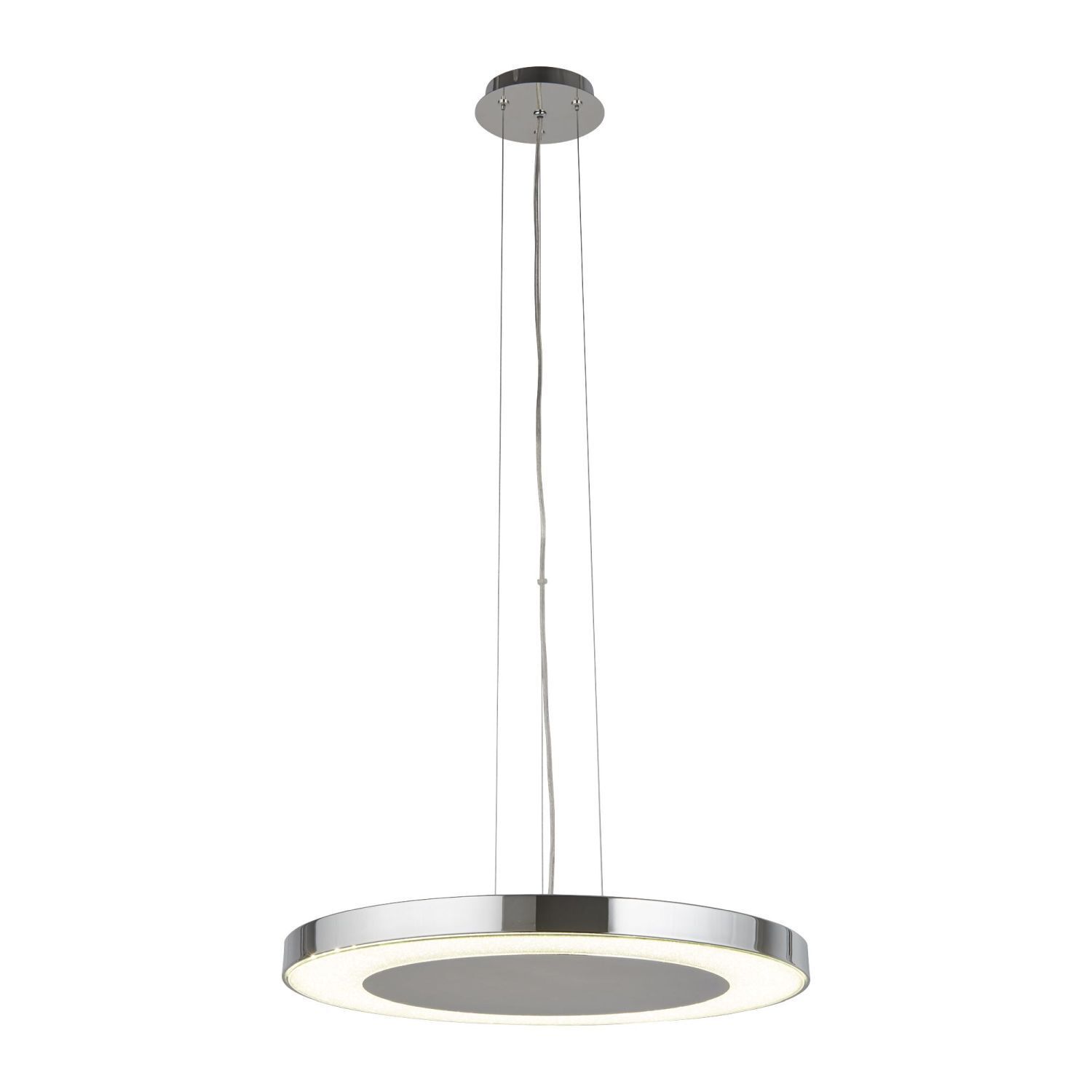 Stylische LED Pendelleuchte Metall Glas Ø50 cm in Chrom