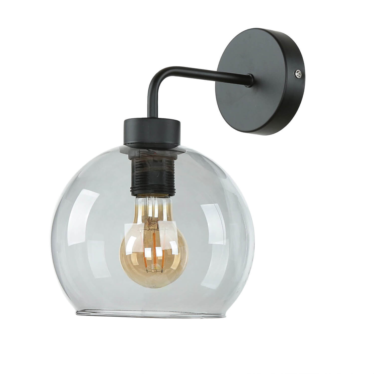Wandlampe Glas Kugel Schirm Grau Schwarz KANZENE