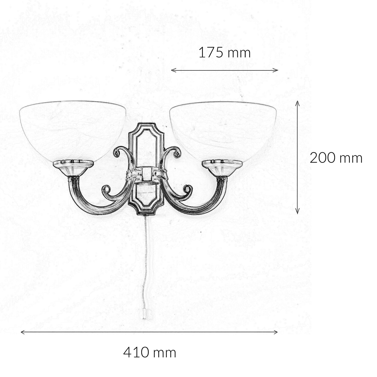 Wandleuchte MARLENE mit Glasschirm Weiß Bronze Leuchter, Lampe