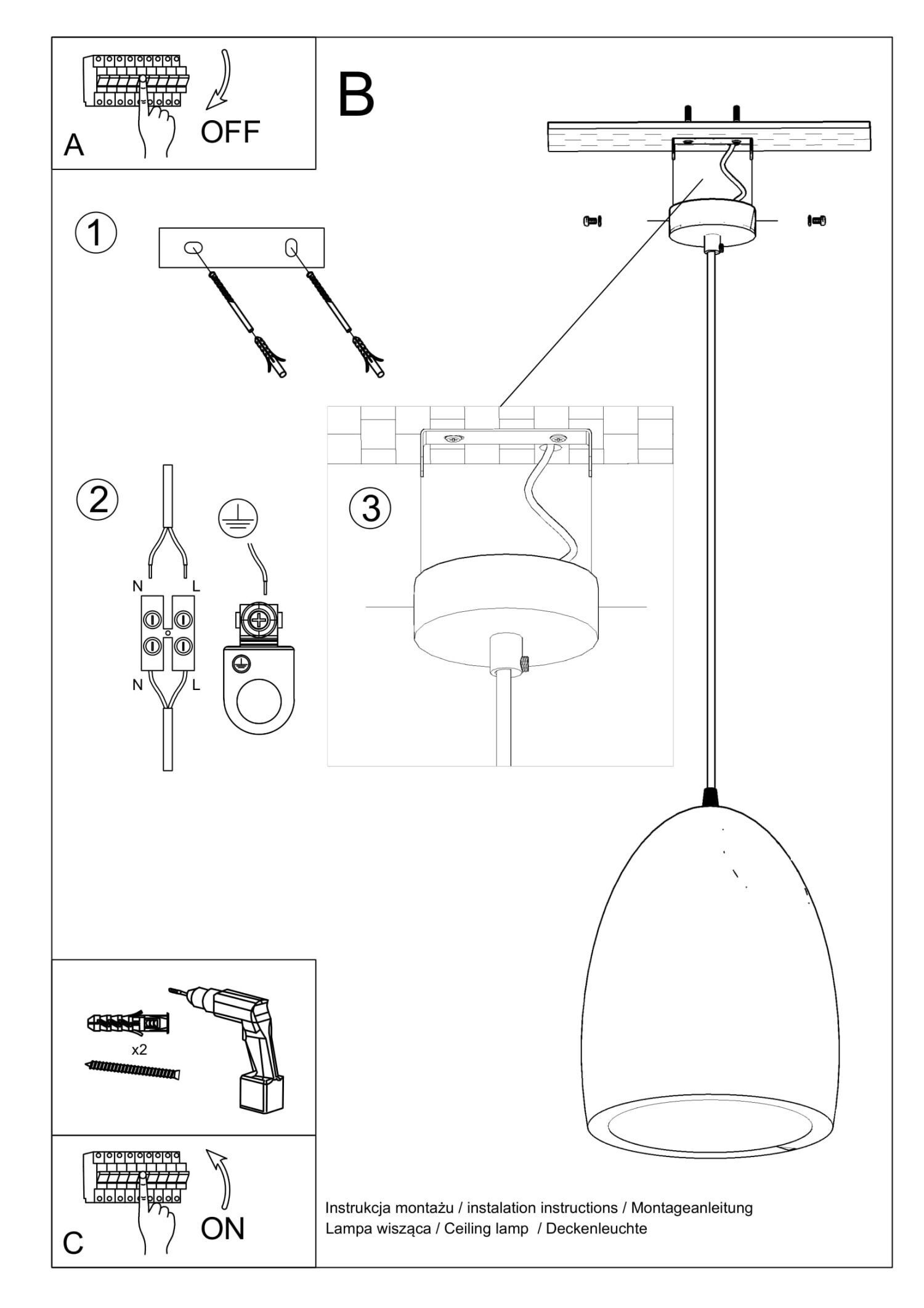 Pendelleuchte Weiß Keramik Ø 25 cm bemalbar E27