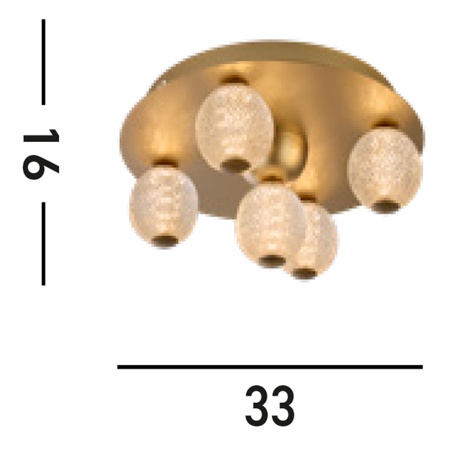 Runde LED Deckenleuchte in Gold Metall Ø33 cm 3000 K deckenleuchte, goldfarbig, mehrfachbirne, pendelmontage, globen