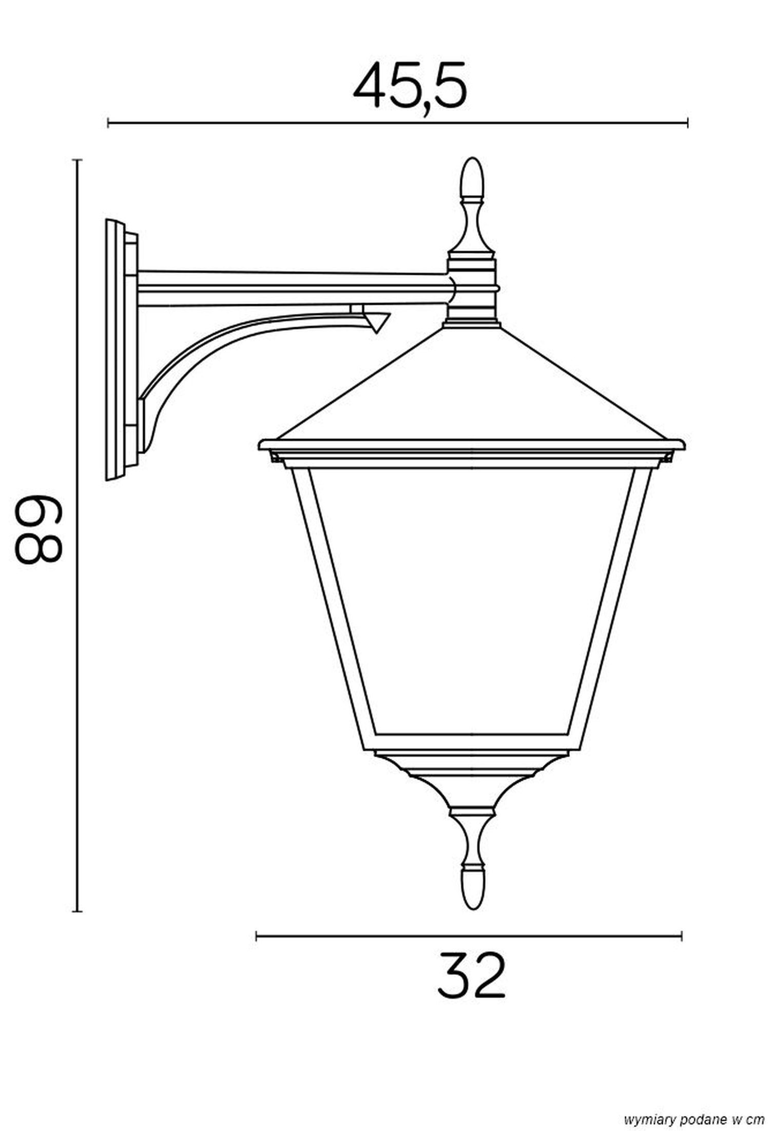 Außenwandlampe Aluminium Glas H:72 cm IP43 E27 Laterne