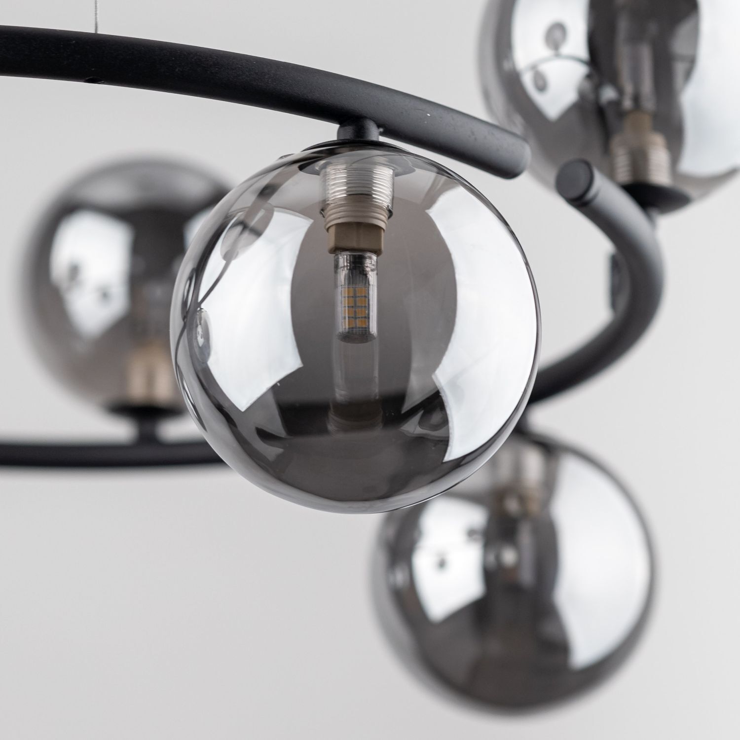 Hängeleuchte Metall Rauchglas G9 Ø 62 cm H: max. 140 cm Leuchter, Lampe, Beleuchtung