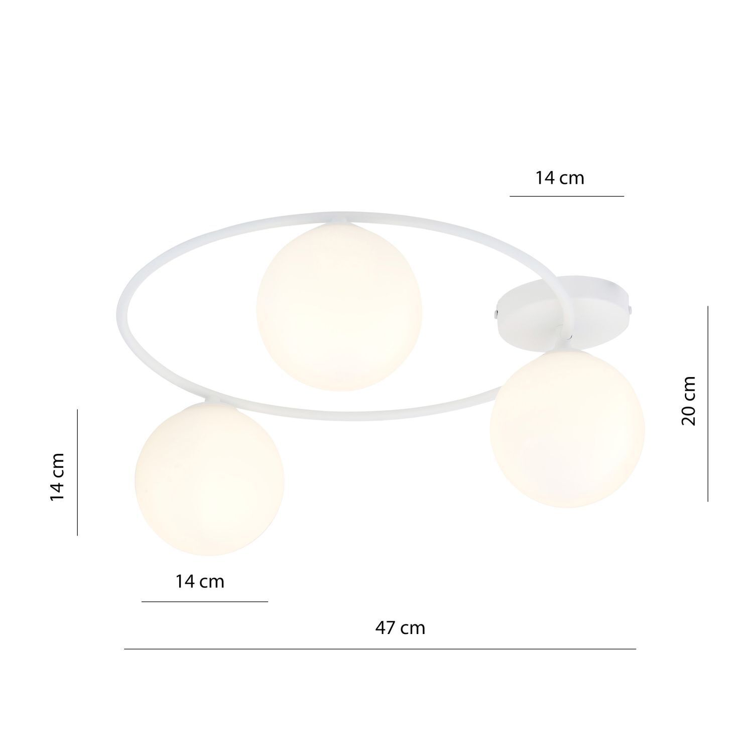 Deckenlampe Weiß H: 20 cm Ø 47 cm 3-flammig