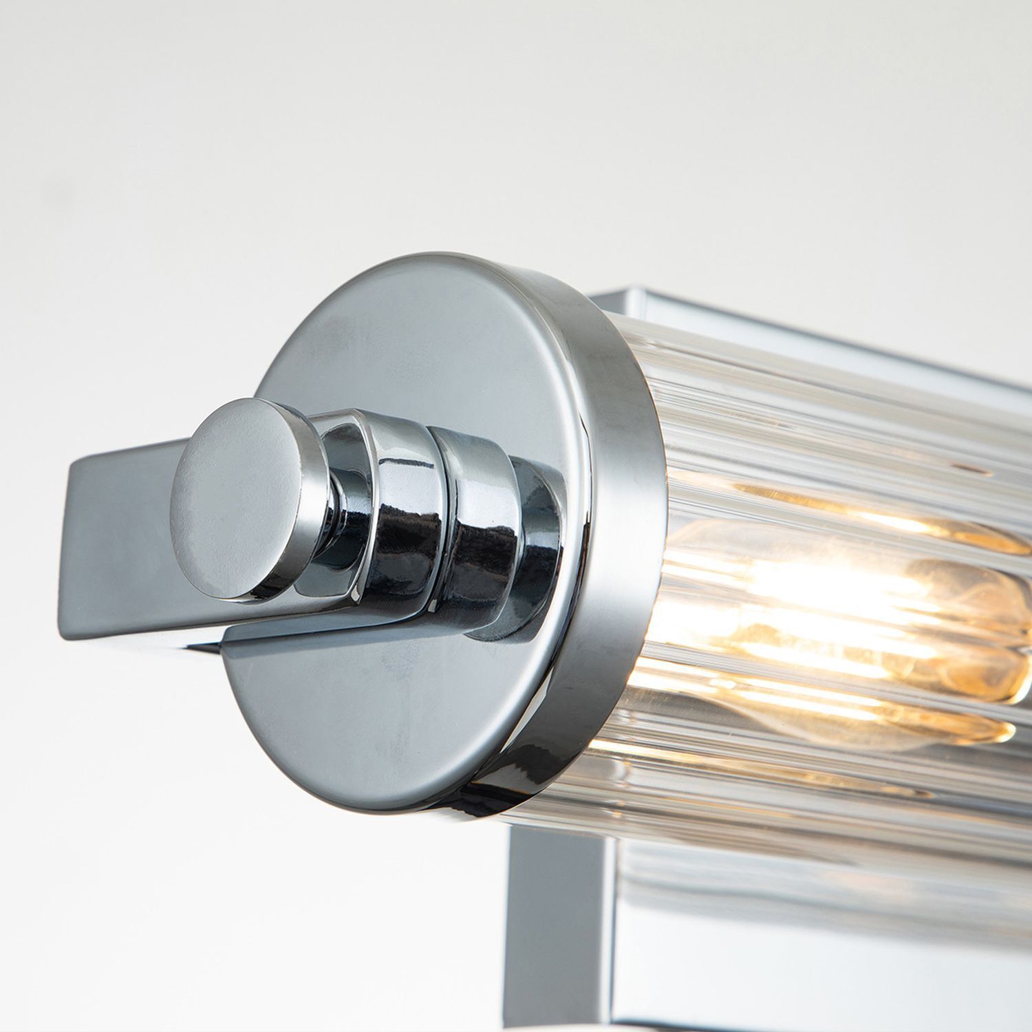 Badlampe Wand Glas Metall E14 IP44 B: 40,7 cm Chrom poliert