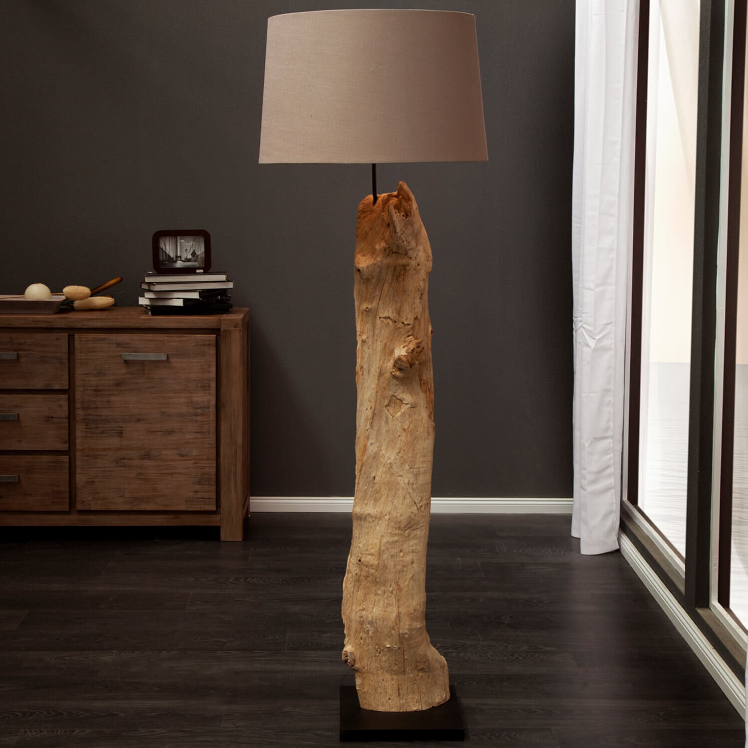 Stehlampe 175cm Modern individuell Treibholz Lampe, Holz