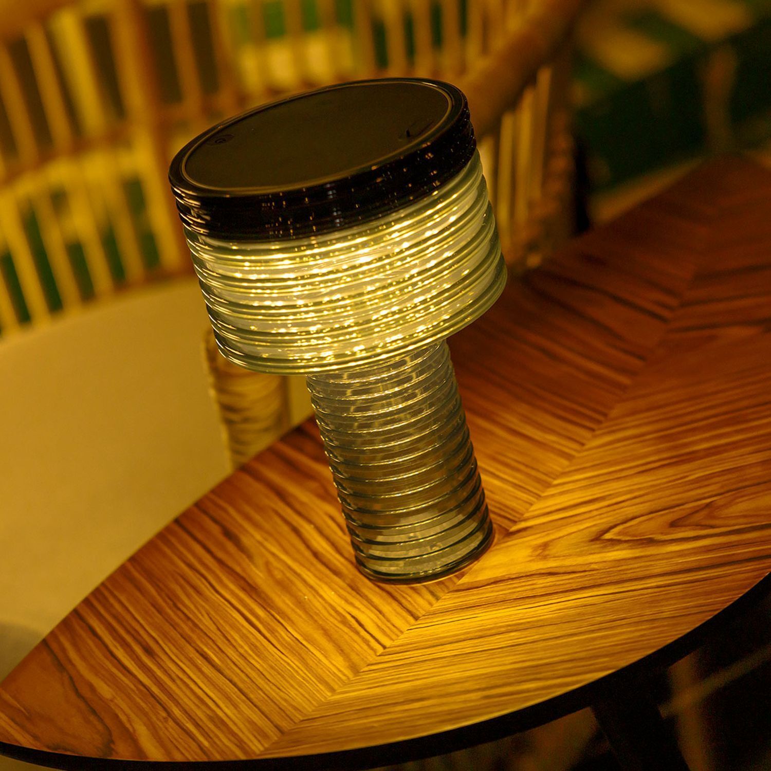 LED Solar Tischlampe Akku dimmbar Grau IP44 3000K 25cm Lichtschlauch, LED-Lampe, Glasröhre, Rundstab, Tischdeko