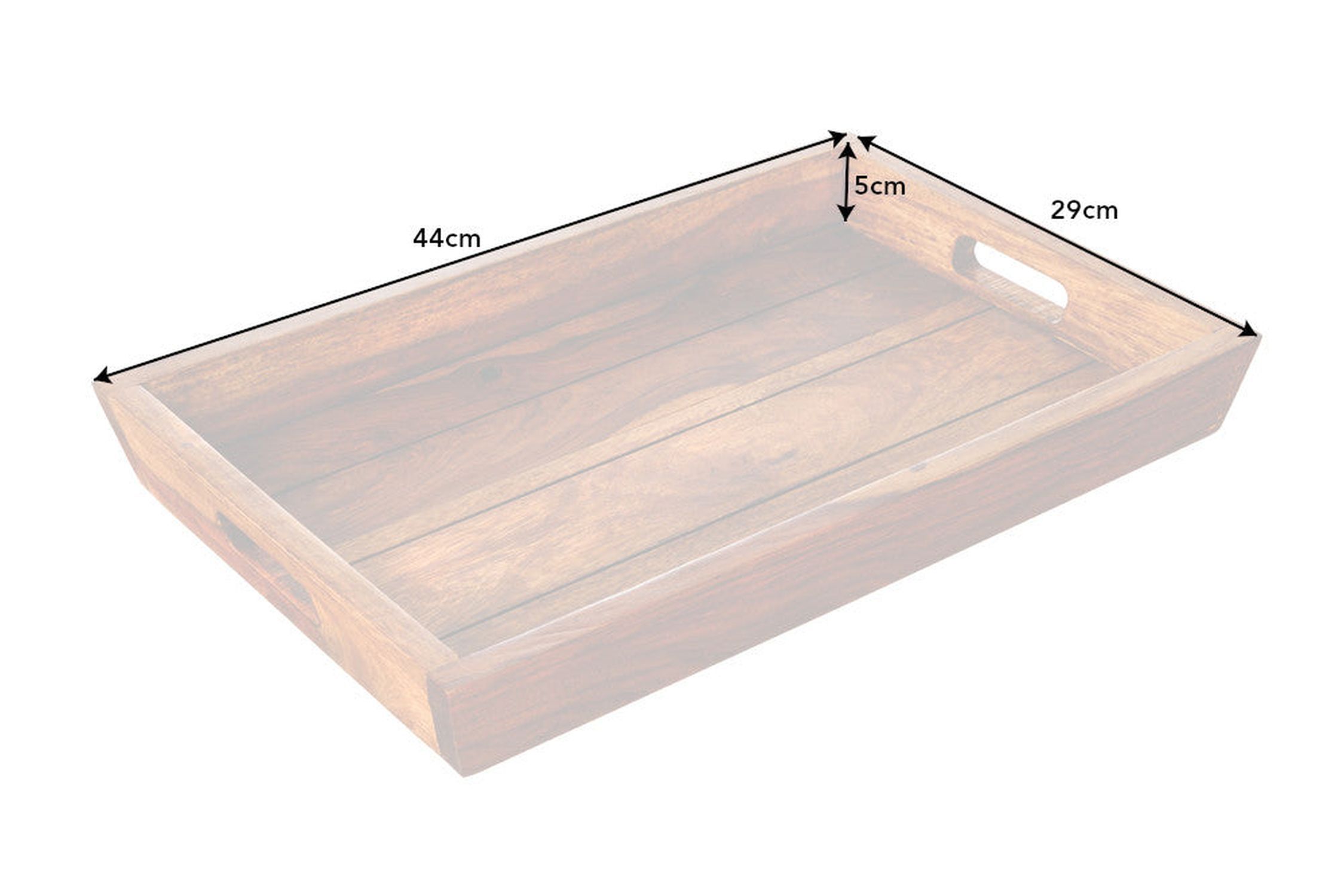 Tablett Holz Sheesham 29 x 44 cm mit Griffen Unikat Schublade, Mobiliar, Kiste