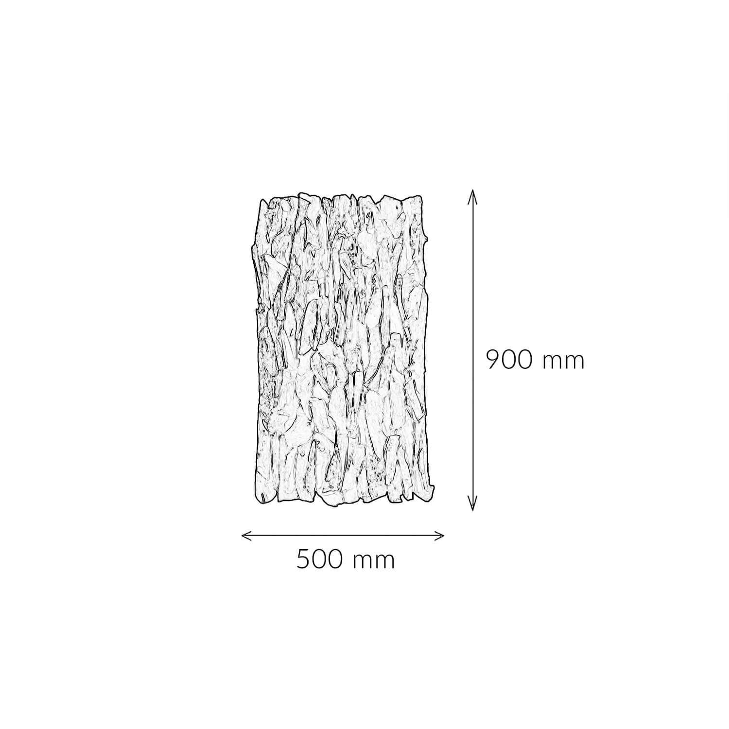 Wanddekoration Teakholz B: 50 cm H: 90 cm Unikat Handarbeit Diagramm, Handlung, Pflanze, Baum, Rock