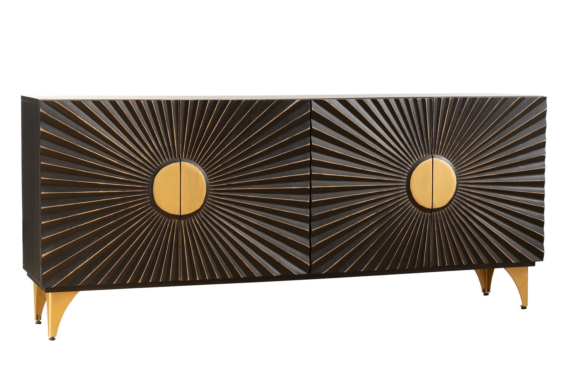 Sideboard Schwarz Gold 177 cm breit groß dekorativ Moebel, Anrichte, Kabinett, Schublade, Kommode