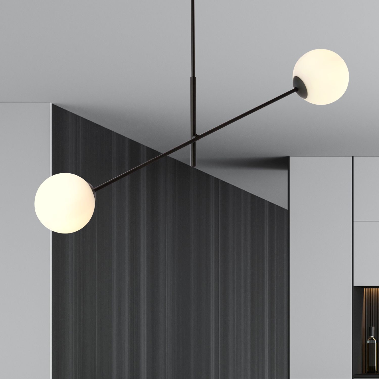 Deckenlampe Glas Metall 102 cm lang schwenkbar E14 2-flammig