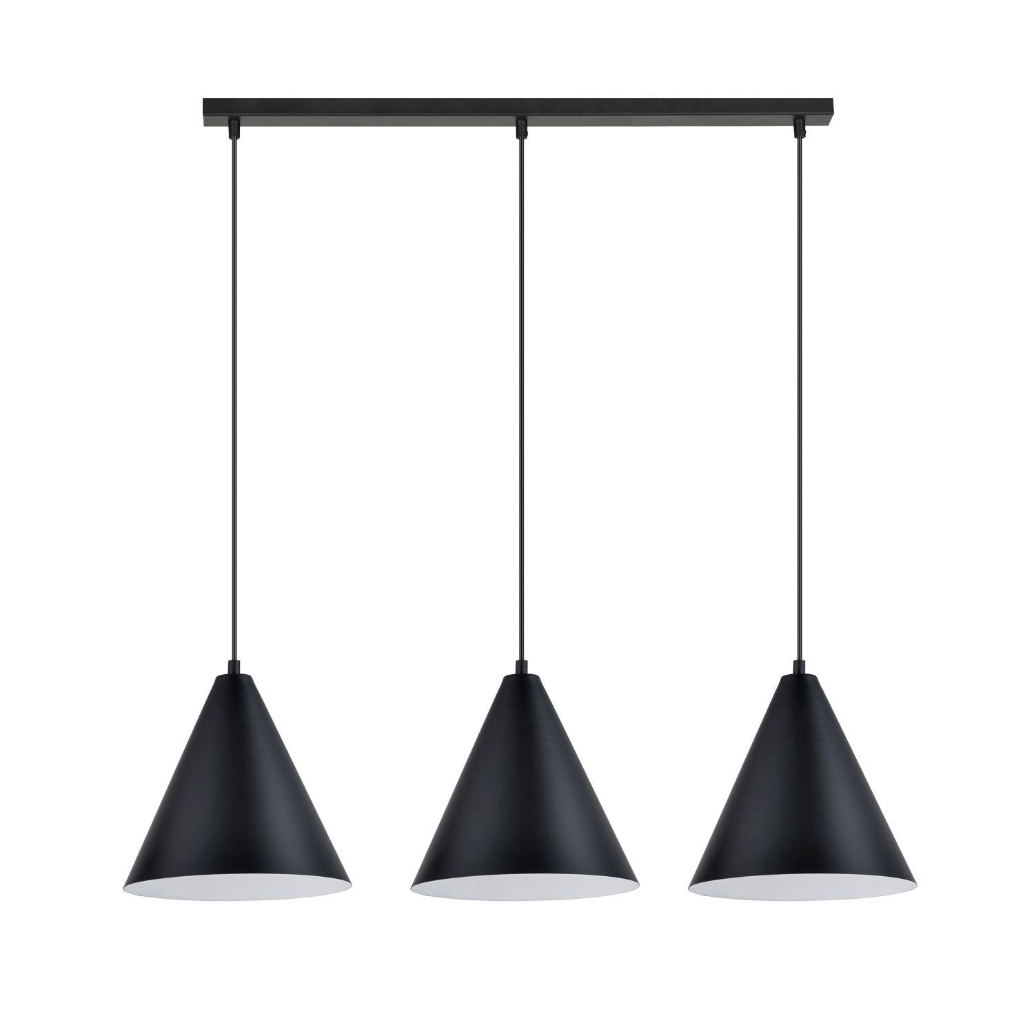 Hängelampe Metall L: 92 cm Schwarz Weiß E27 3-flammig