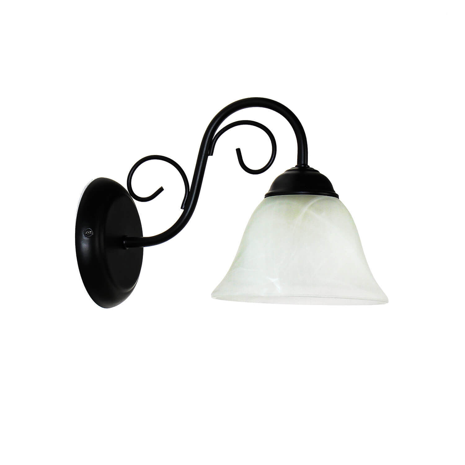 ATHEN Wandlampe Landhaus Schwarz Alabaster Glas