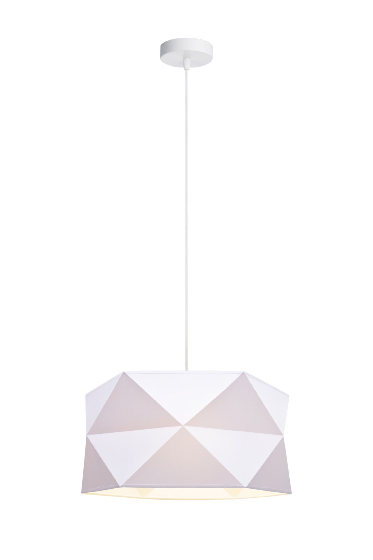 Moderne Pendelleuchte Stoff blendarm E27 L:70 Weiß Deckenleuchte, Hängeleuchte, Geometrisch, Paneel-Lampe, Weiß