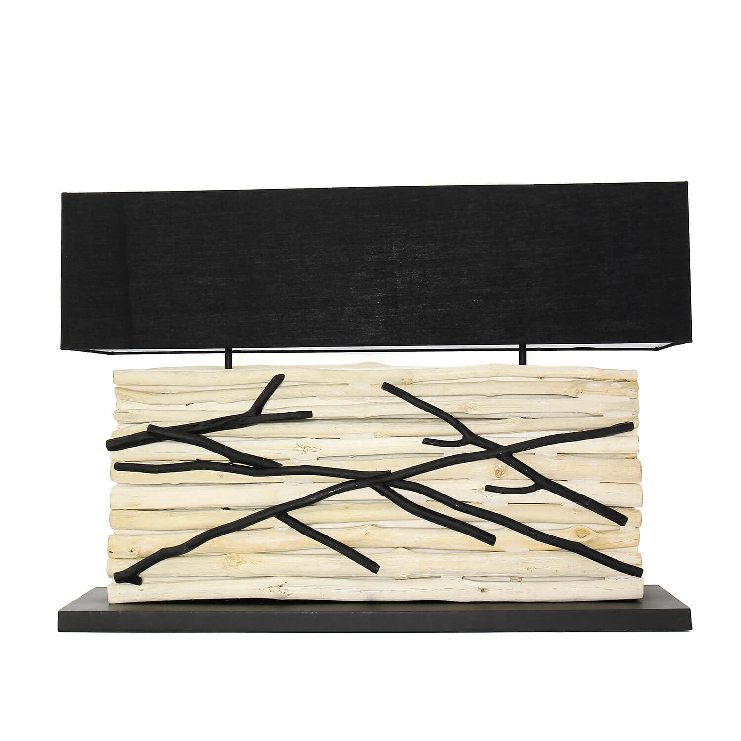 Design Tischlampe Treibholz Stoffschirm 80 cm lang Holz, Mobiliar, Tabelle, Kaffeetisch, Sperrholz