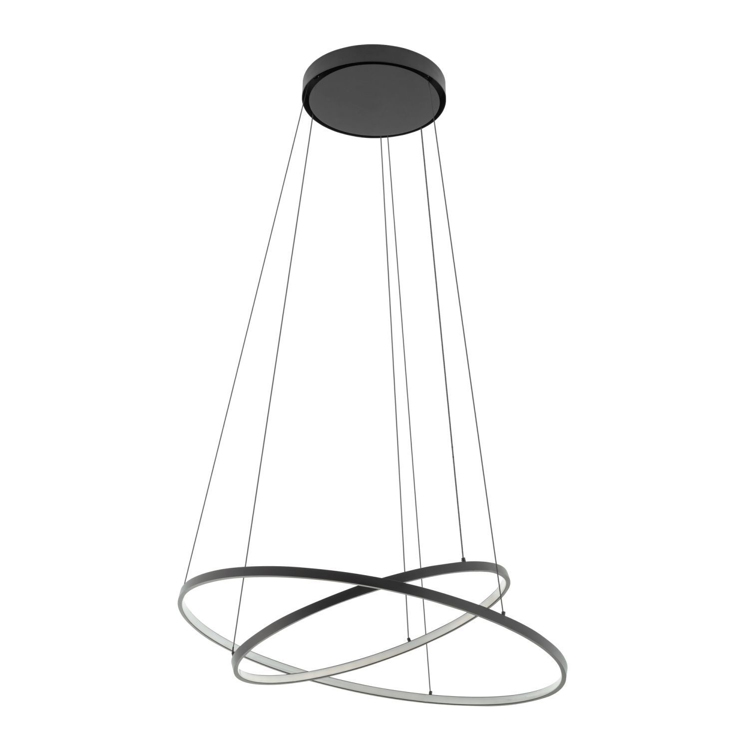 LED Pendelleuchte Schwarz 2 Ringe Metall verstellbar
