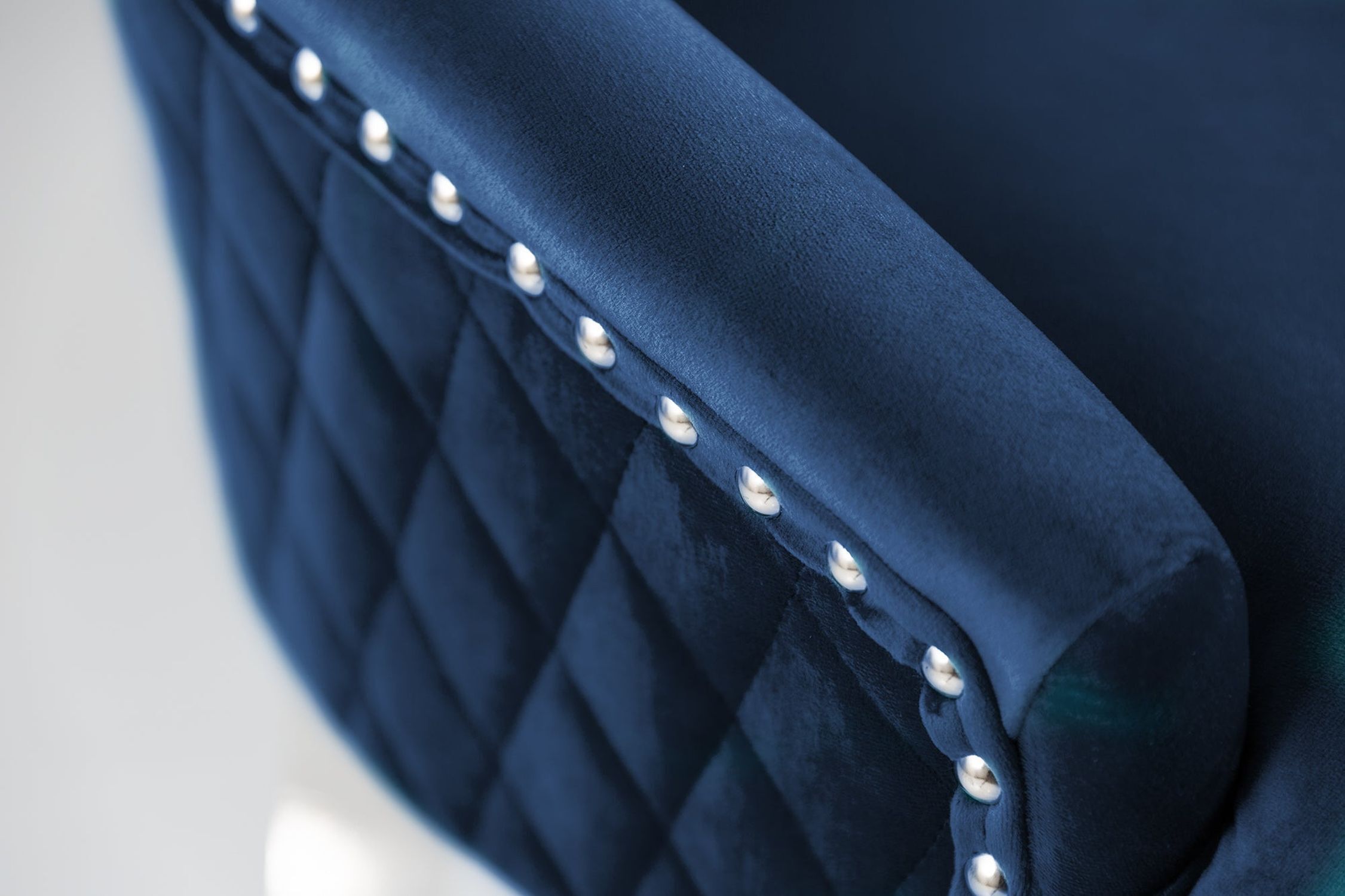 Esszimmerstuhl Samt Edelstahl Chesterfield Blau Silber