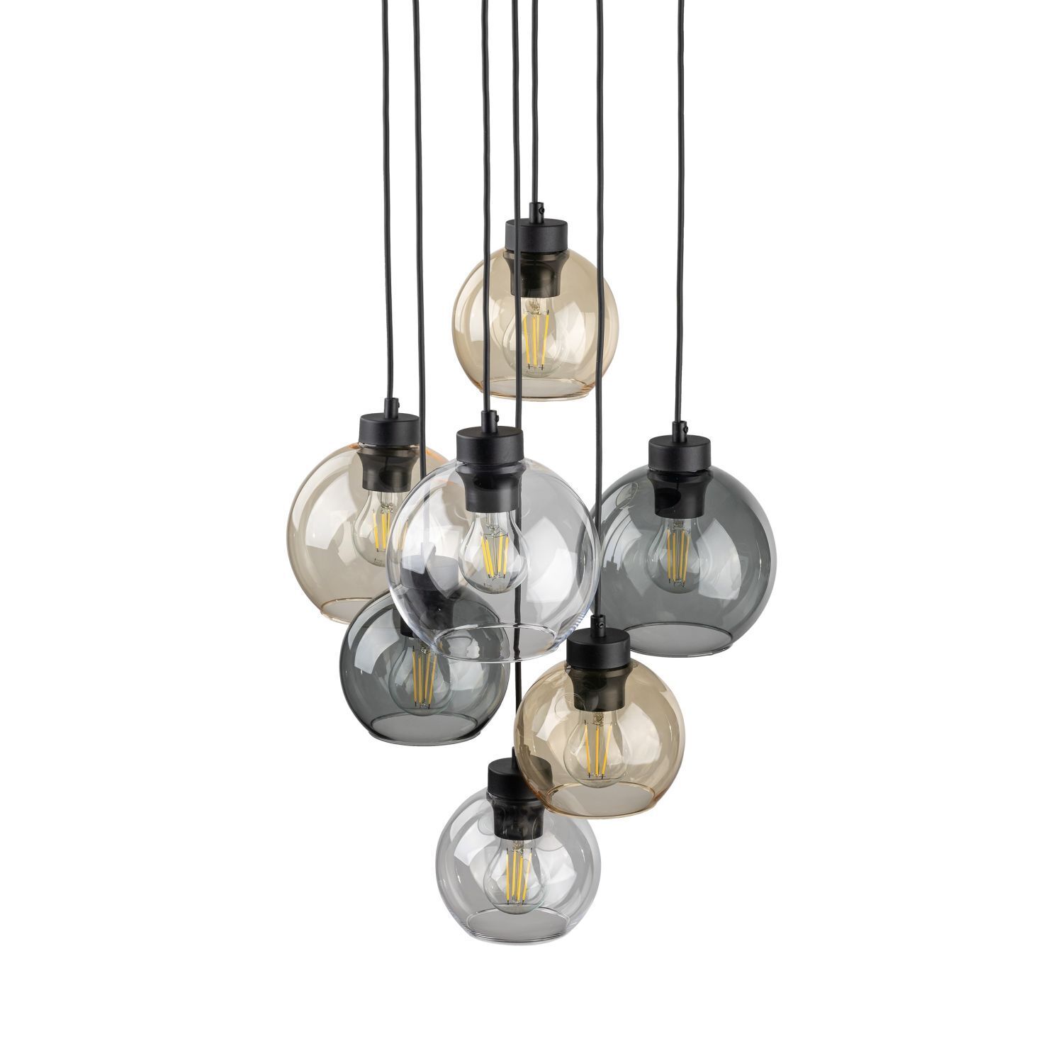 Hängelampe Rauchglas H: max. 140 cm verstellbar 7x E27