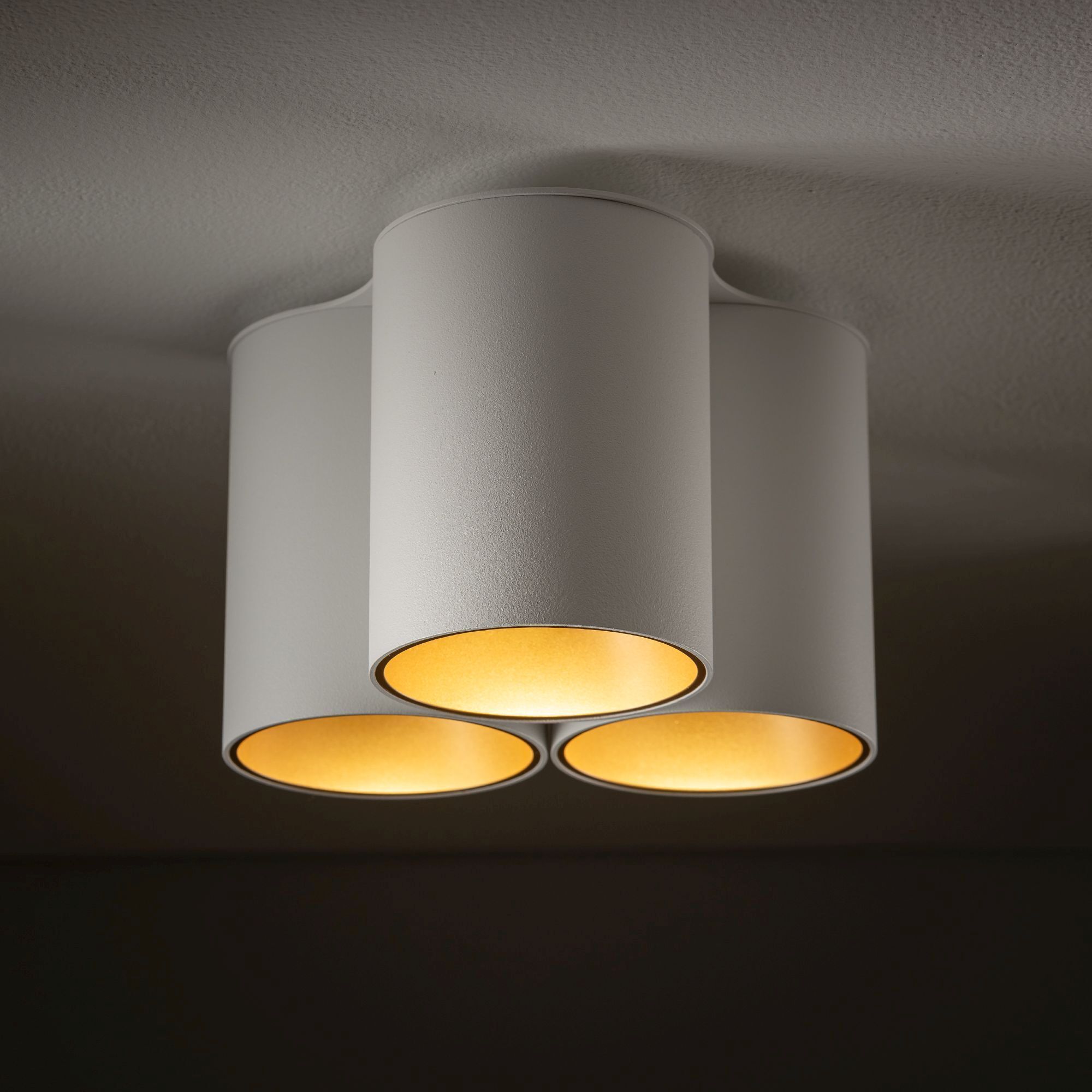 deckenleuchte, pendelleuchte, weiß, rund, drei lampen