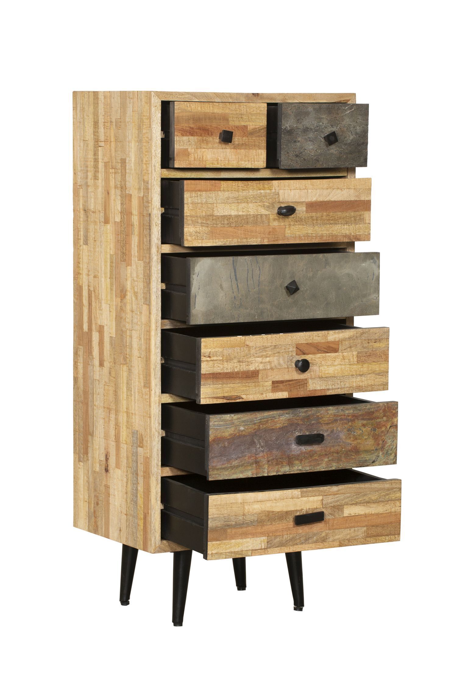 Kommode Holz Stahl H: 112 cm Modern dekorativ Schublade, Mobiliar, Kabinett, Postfach