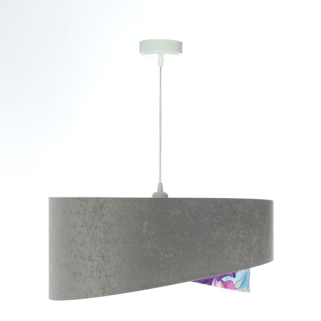 Hängeleuchte Grau Lila Silber Ø 50 cm Velours Optik Stoff