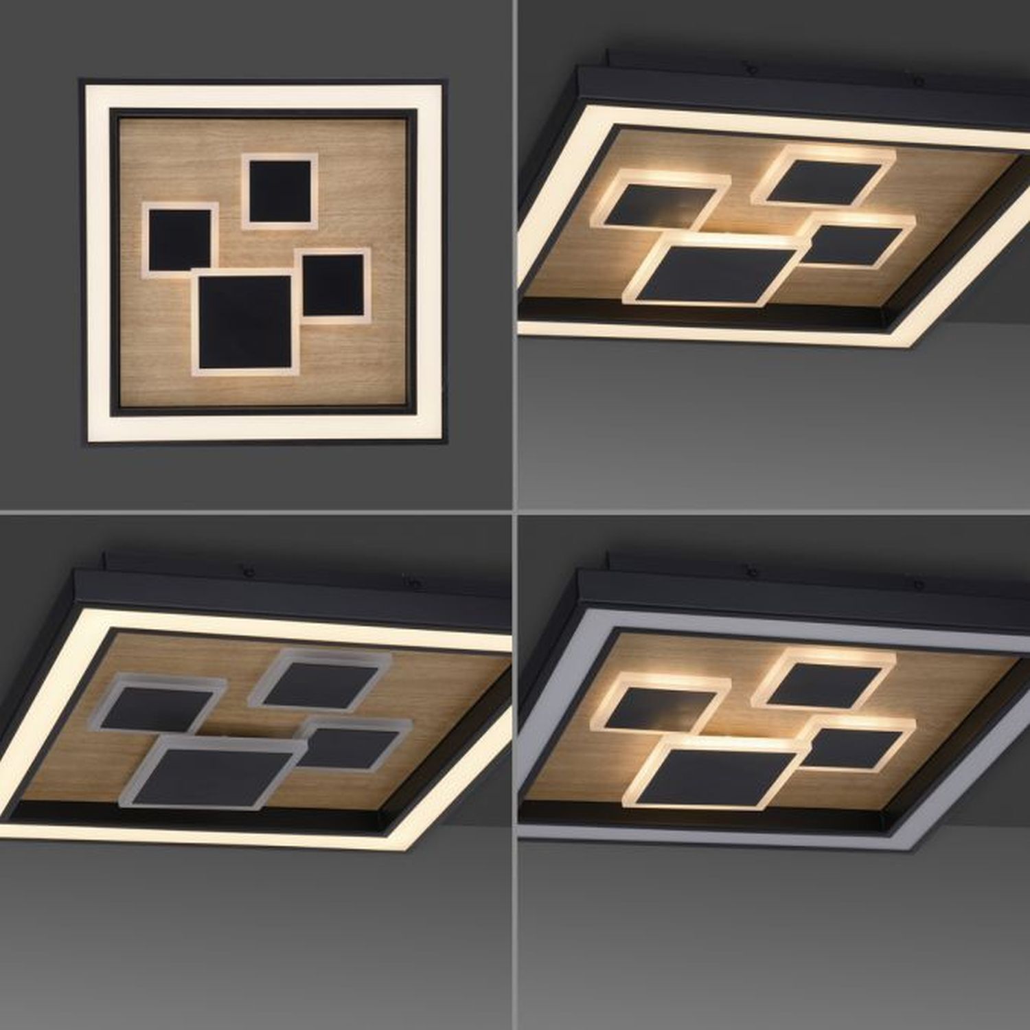 LED Deckenleuchte Holz Schwarz Serienschalter L:48 cm LED Deckenleuchte Holz Schwarz Serienschalter L:48 cm