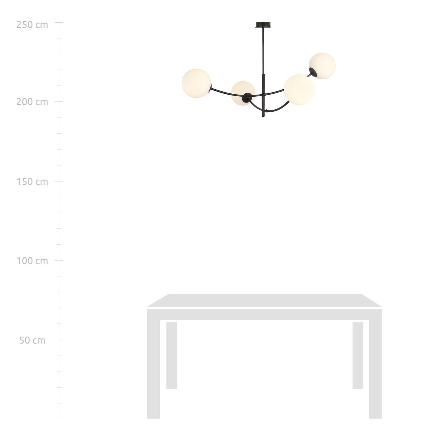 Deckenlampe Schwarz Weiß L: 89 cm schwenkbar E14 4-flammig
