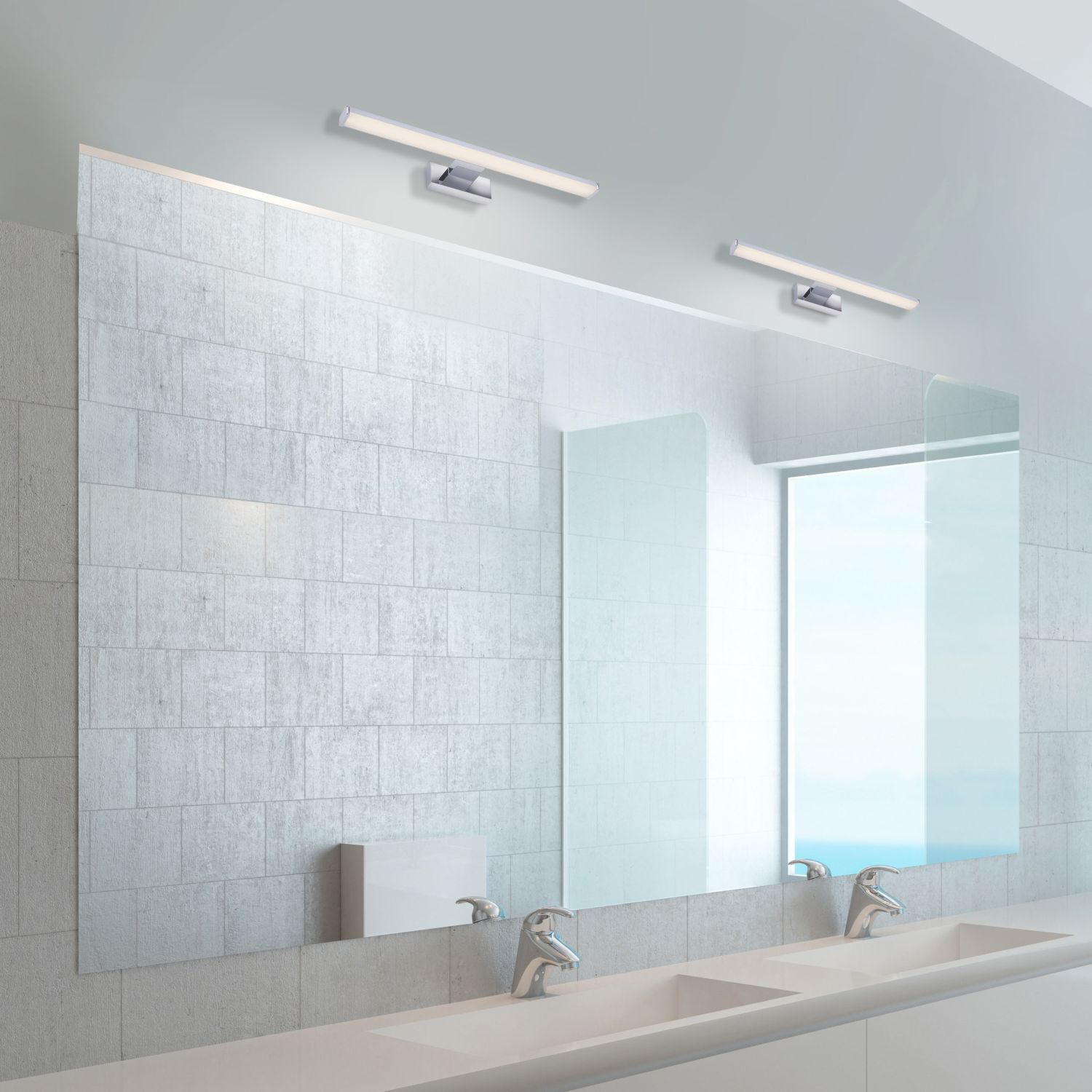 LED Wandlampe in Chrom Metall 1550 lm neutralweiß 60 cm