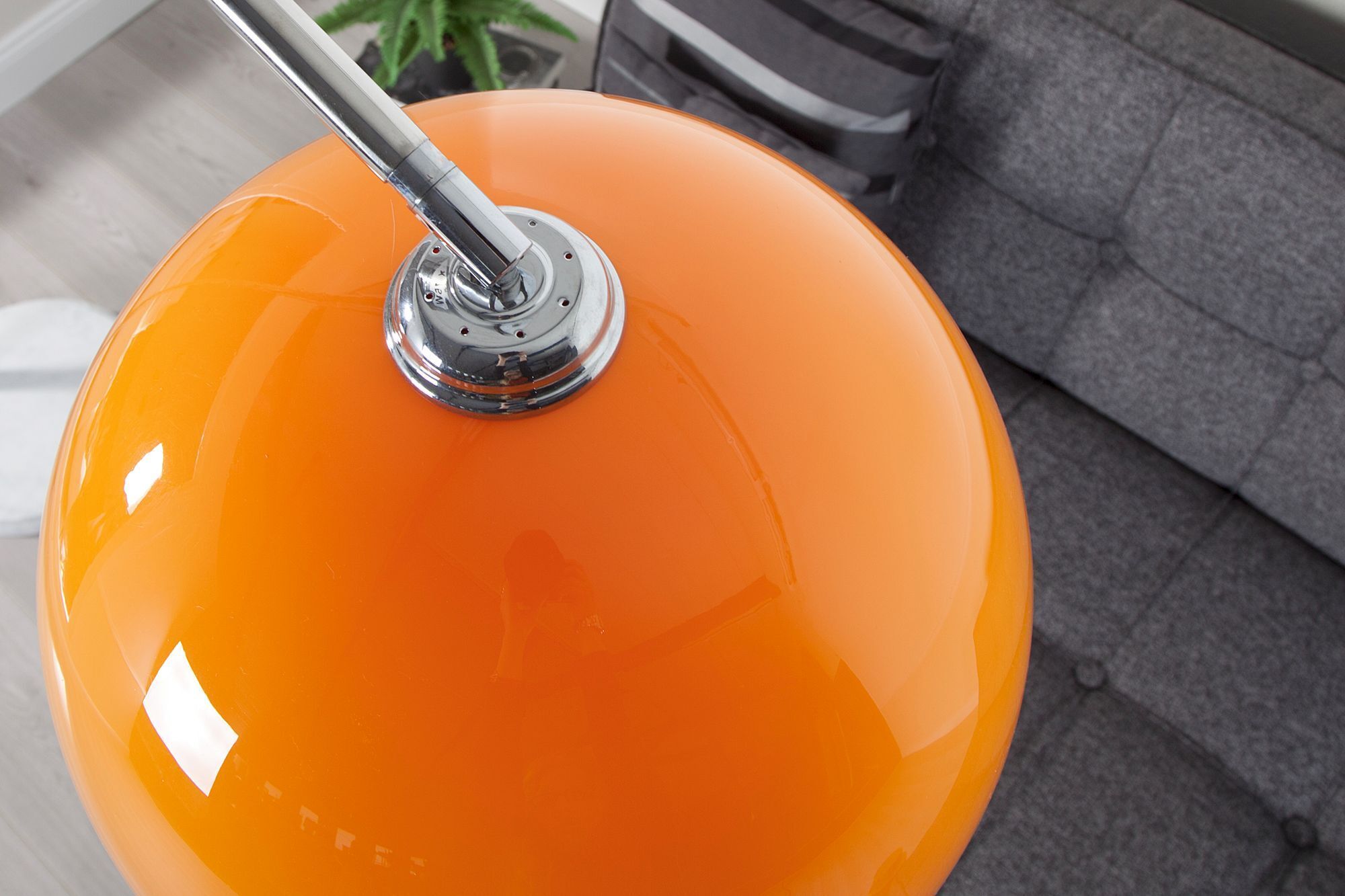 Stehleuchte Ø40cm Retro elegant gebogen Lampe, Kugel, Lampenschirm