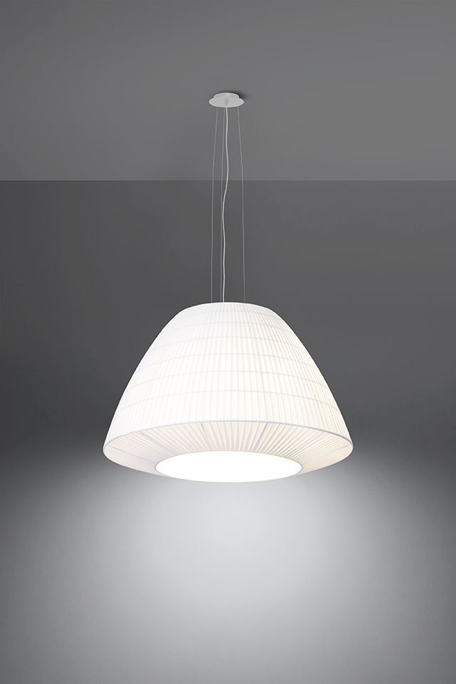 Pendelleuchte Weiß Stoff Glas Ø 60 cm groß 3x E27 DIYA