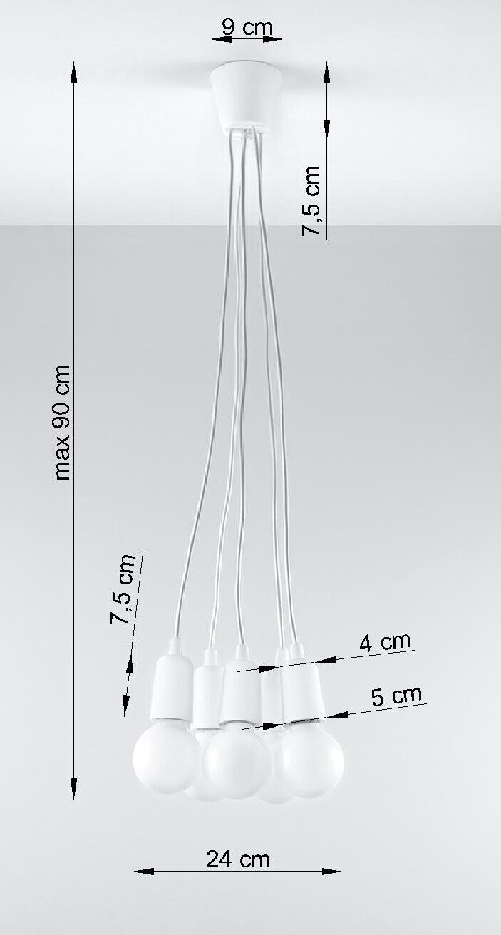 Verstellbare Hängelampe NESSA Weiß Tiefe bis 90cm