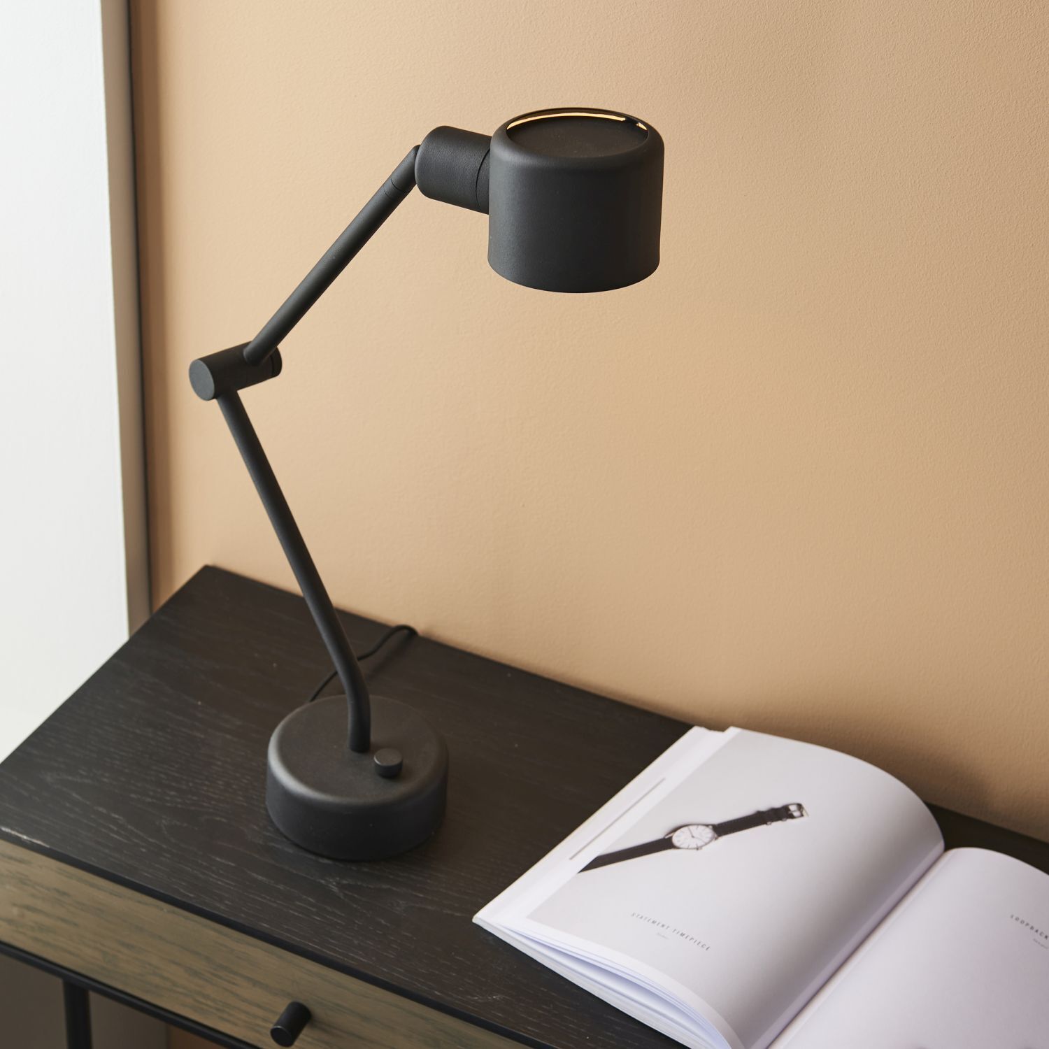 Schreibtischlampe Schwarz verstellbar H: 69 cm E14 Modern