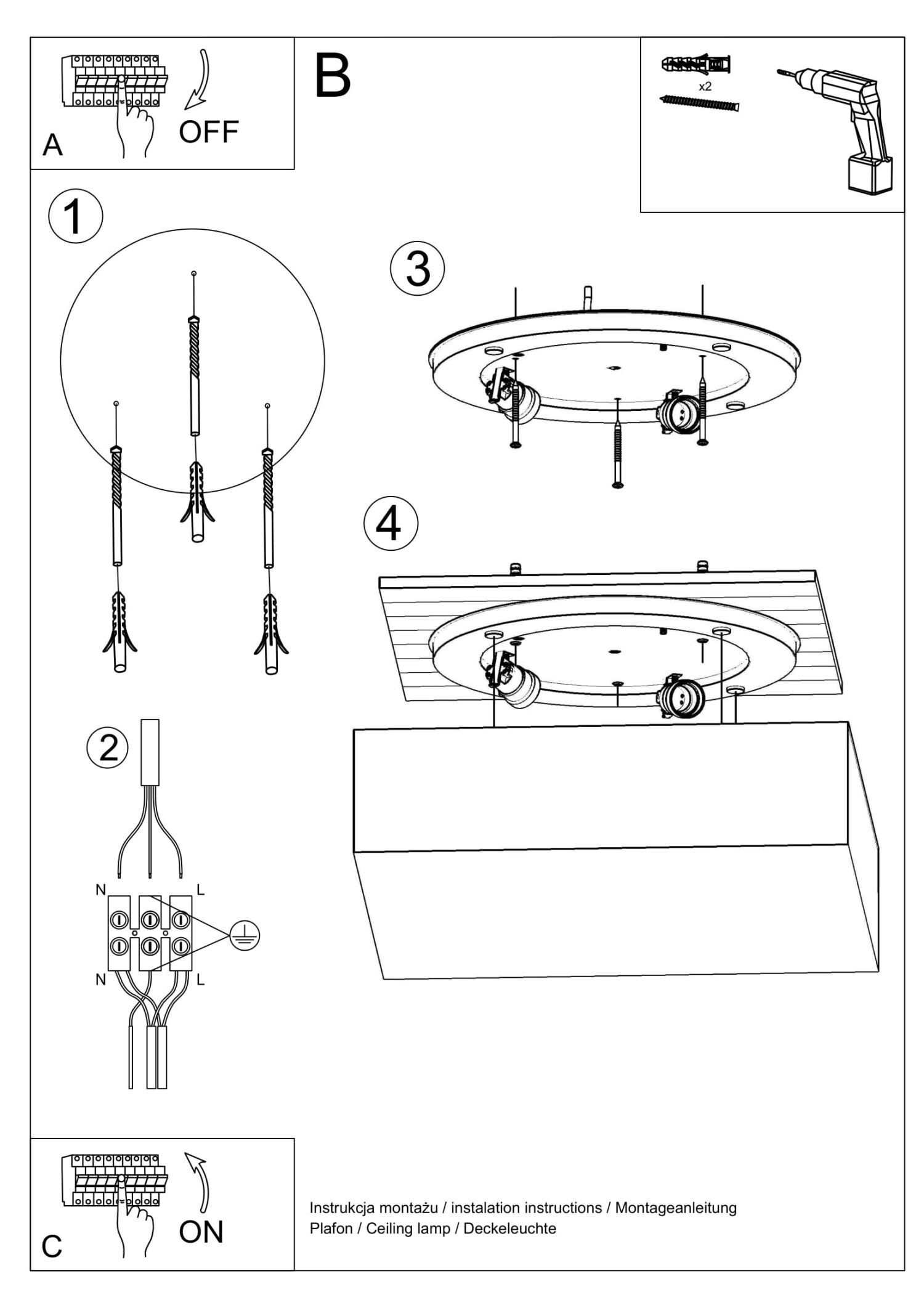 Deckenleuchte Modern 55 cm breit Weiß quadratisch