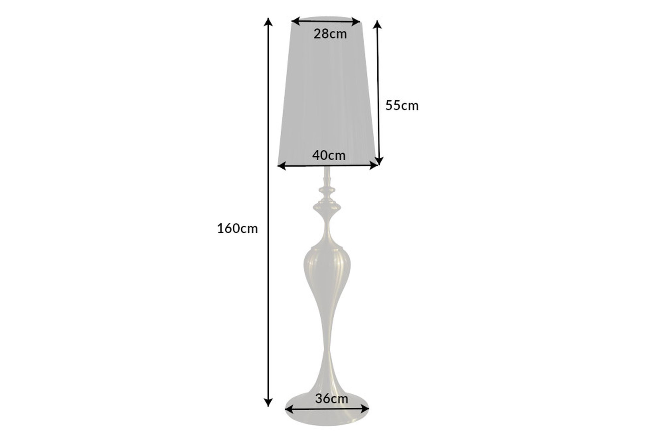 Stehlampe Metall Nylon Gold Schwarz E27 160 cm elegant