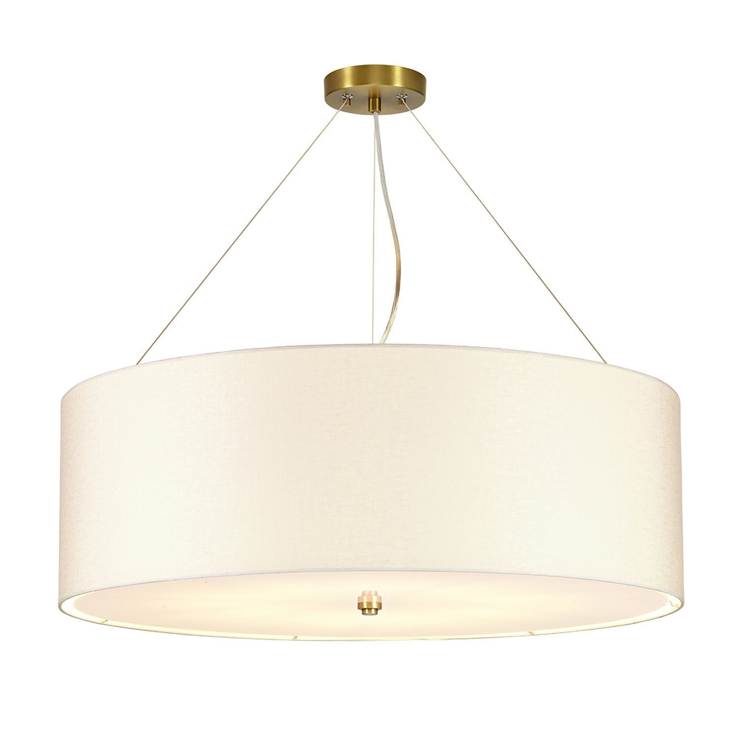 Hängeleuchte rund Ø76cm Stoffschirm Creme Messing antik Lampe, Deckenleuchte