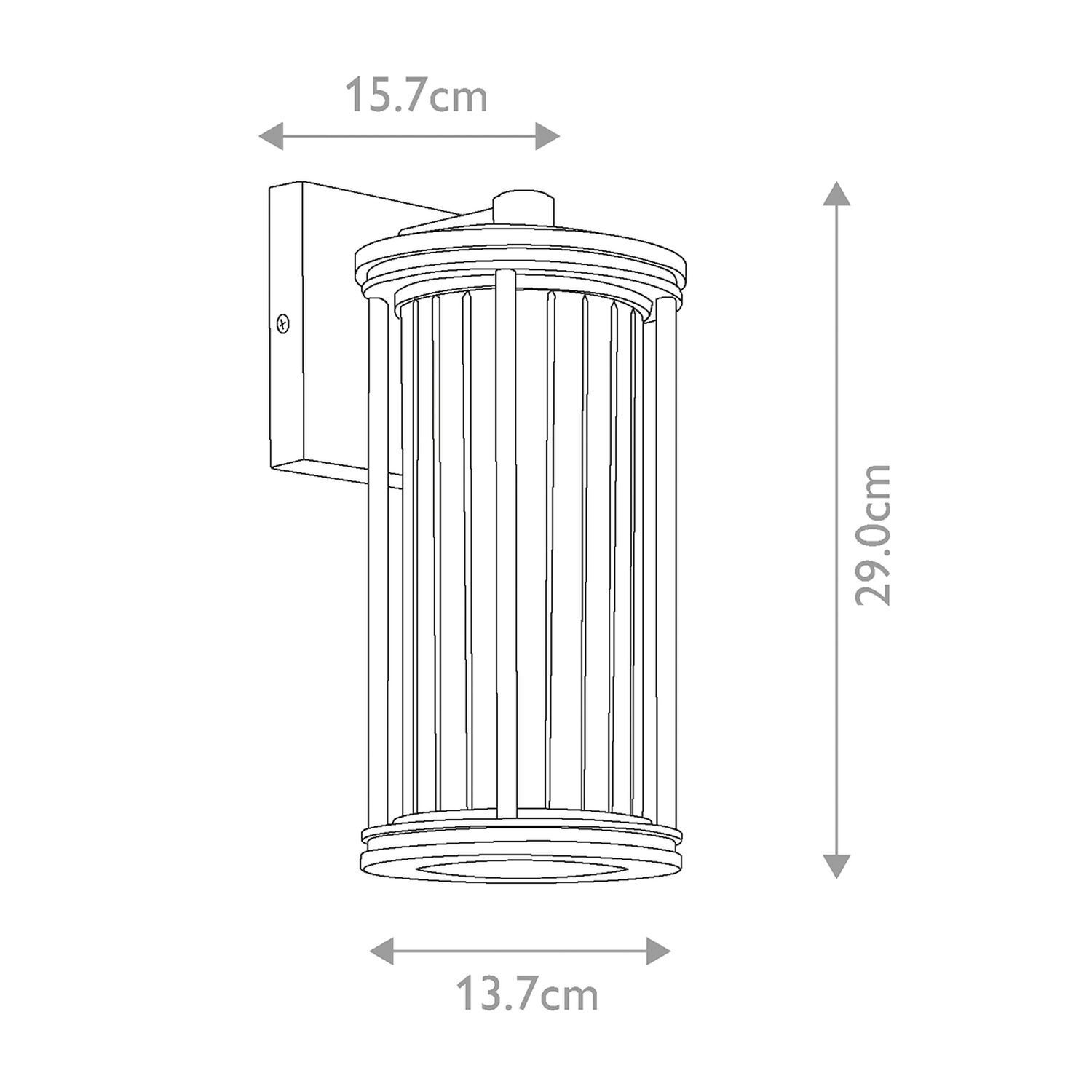 Außenlampe Wand IP44 H: 29 cm Glas Aluminium Schwarz
