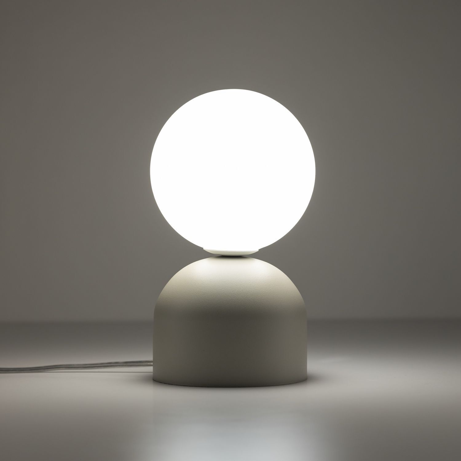 Tischlampe klein H: 21 cm Ø 12 cm Beige Weiß Metall Glas G9