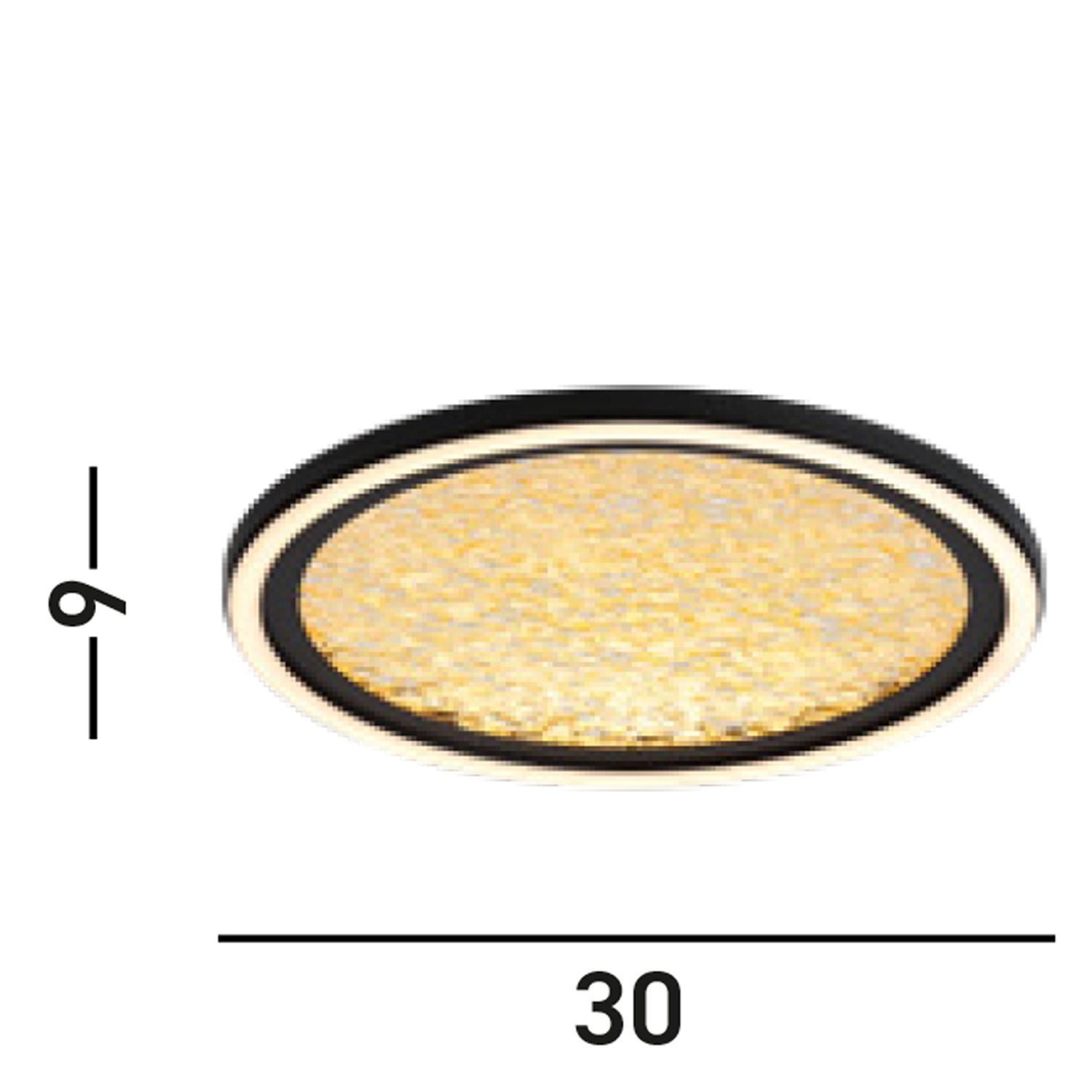 LED Deckenlampe in Schwarz Gold Metall 21 W Ø30 cm rund Gesicht, Kopf, Person