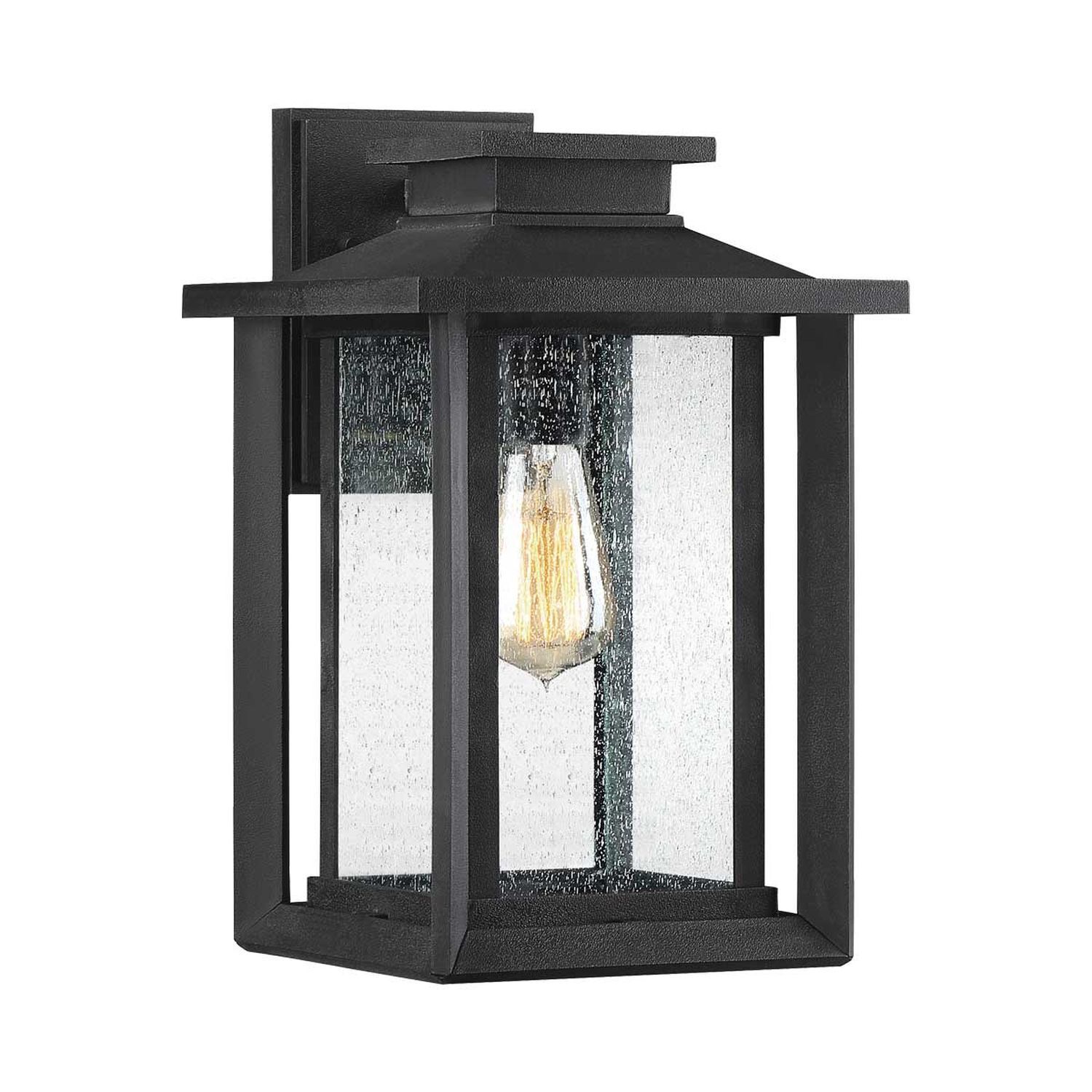 Außenwandlampe Schwarz Vintage E27 IP44 H: 35,7 cm Regenglas